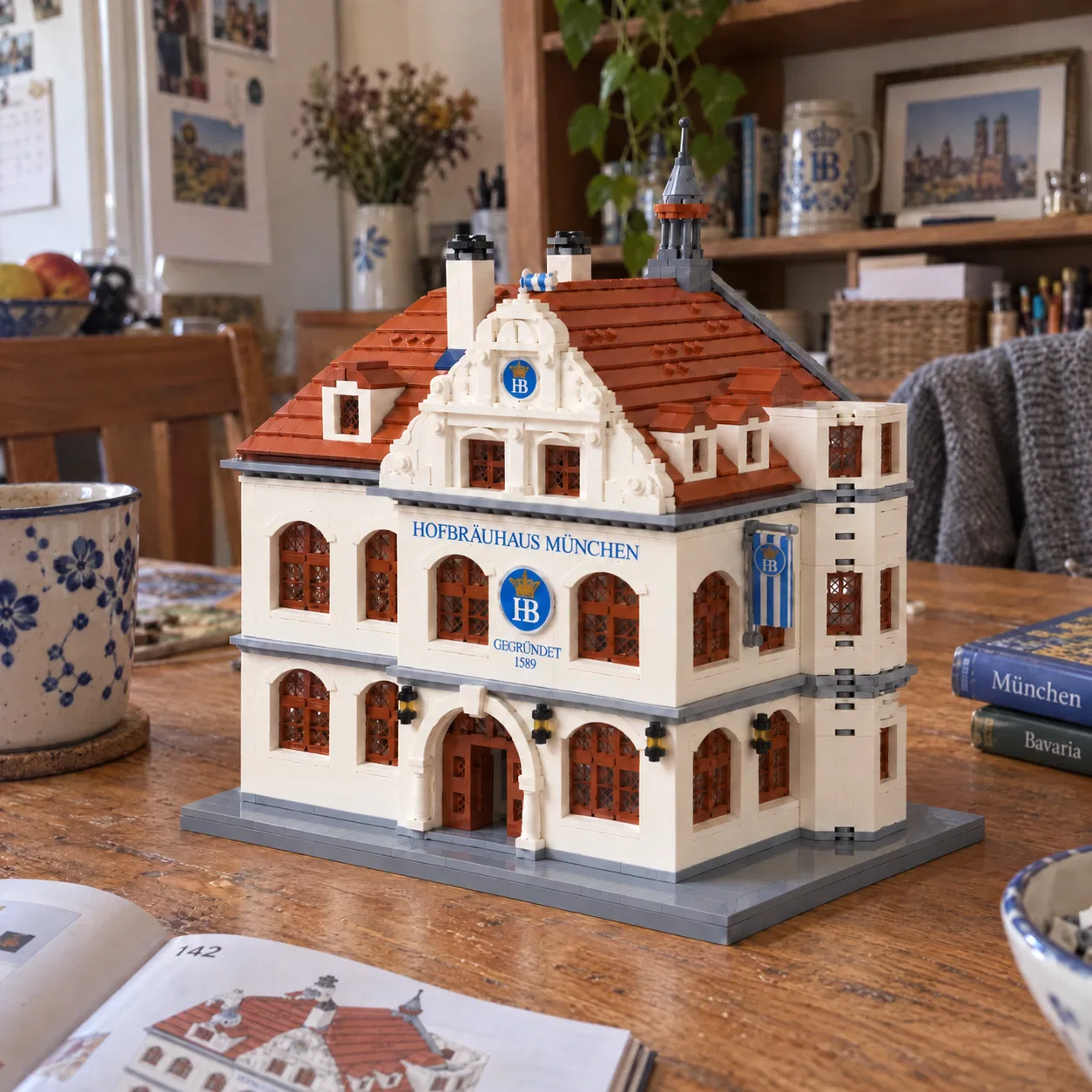 Bavarian building model with a terracotta roof