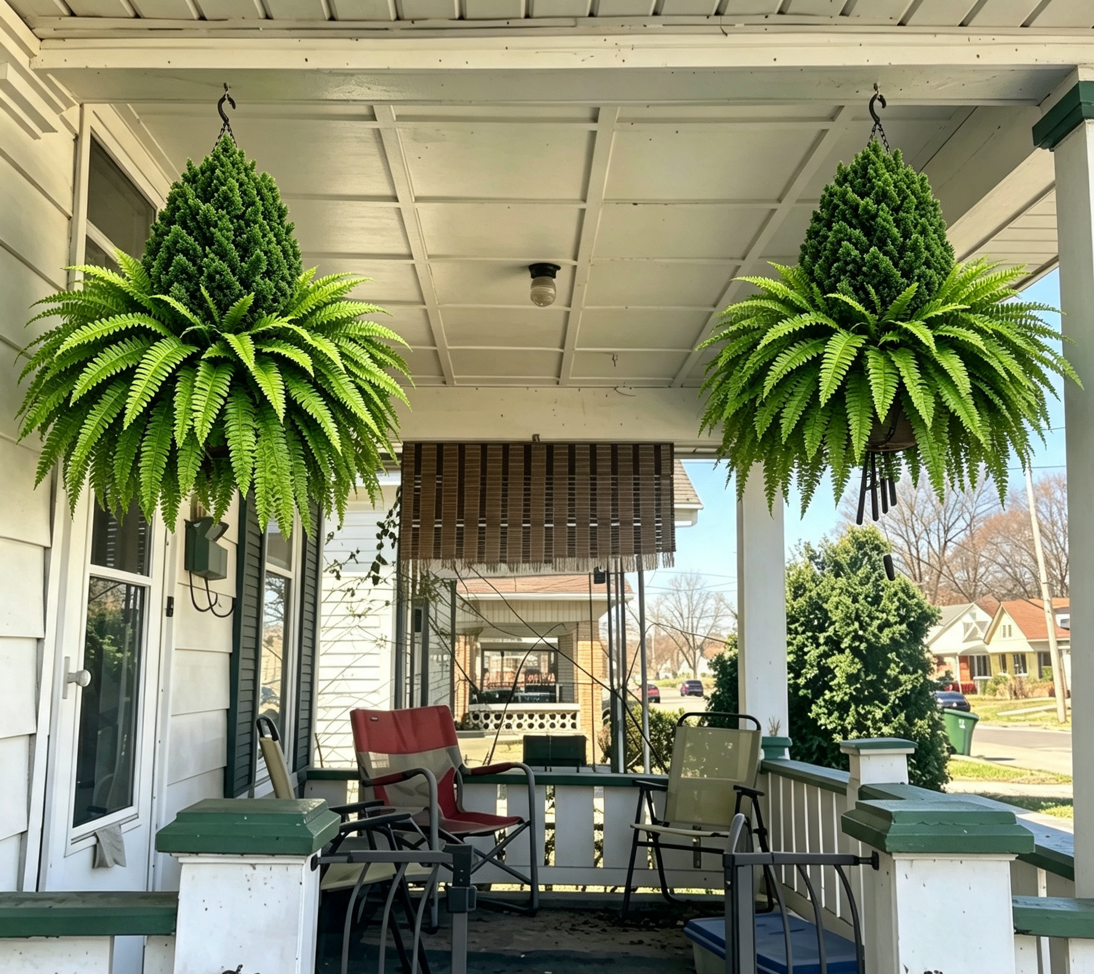💥Last Day 70% OFF🌱 Lush Artificial UV Resistant Pine & Boston Fern Potted Plant