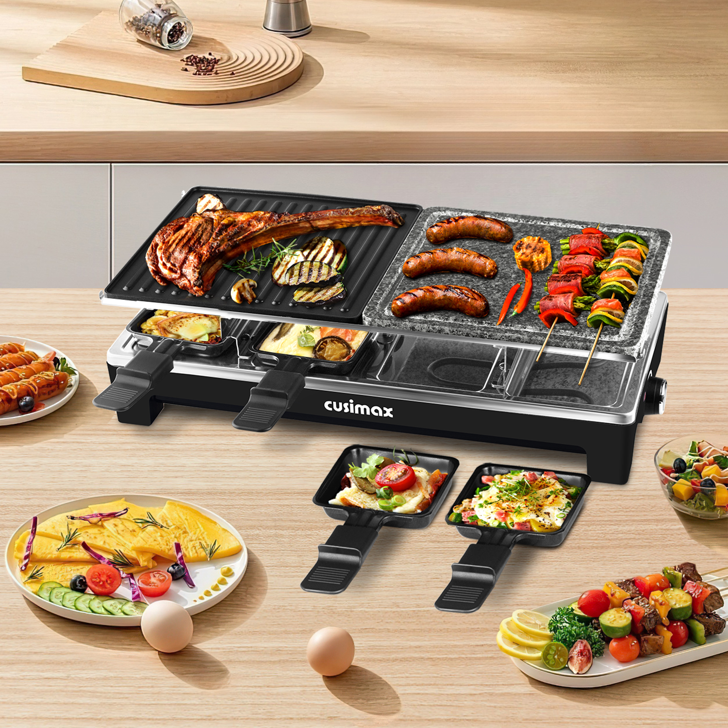 ピロ　スーパーカムイ2kg＋カムイピリカ6kg Cusimax Portable Indoor BBQ Grill with 2 in 1 Reversible Non