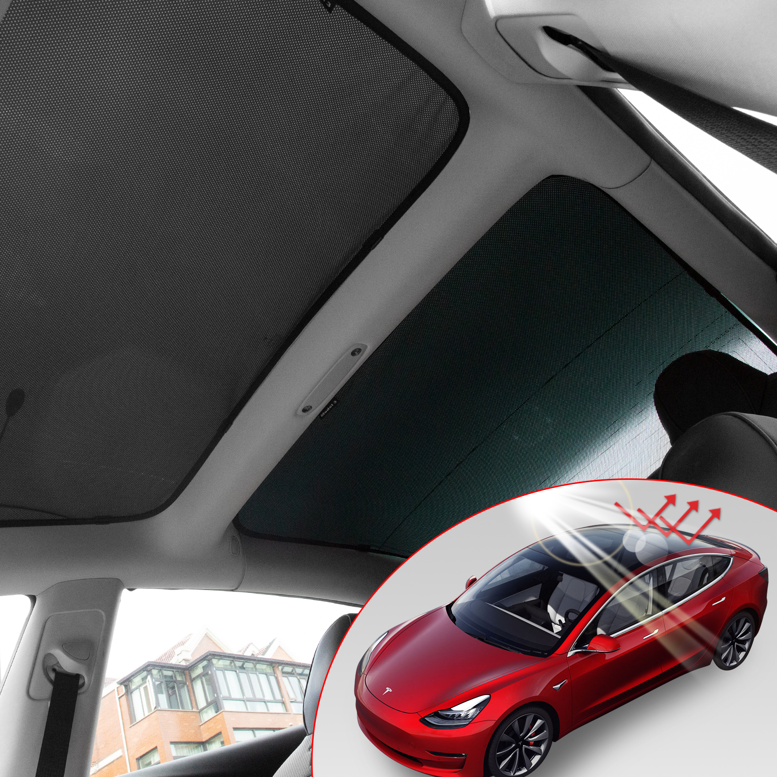 Black, 2017-2020 Model 3 Full Cover Xipoo Fit Tesla Model 3 Sun Shades Glass Roof Sunshade Sunroof Rear Window Sunshade Foldable for Tesla Model 3 Accessories Upgrade Two-Layer 6 Pcs 