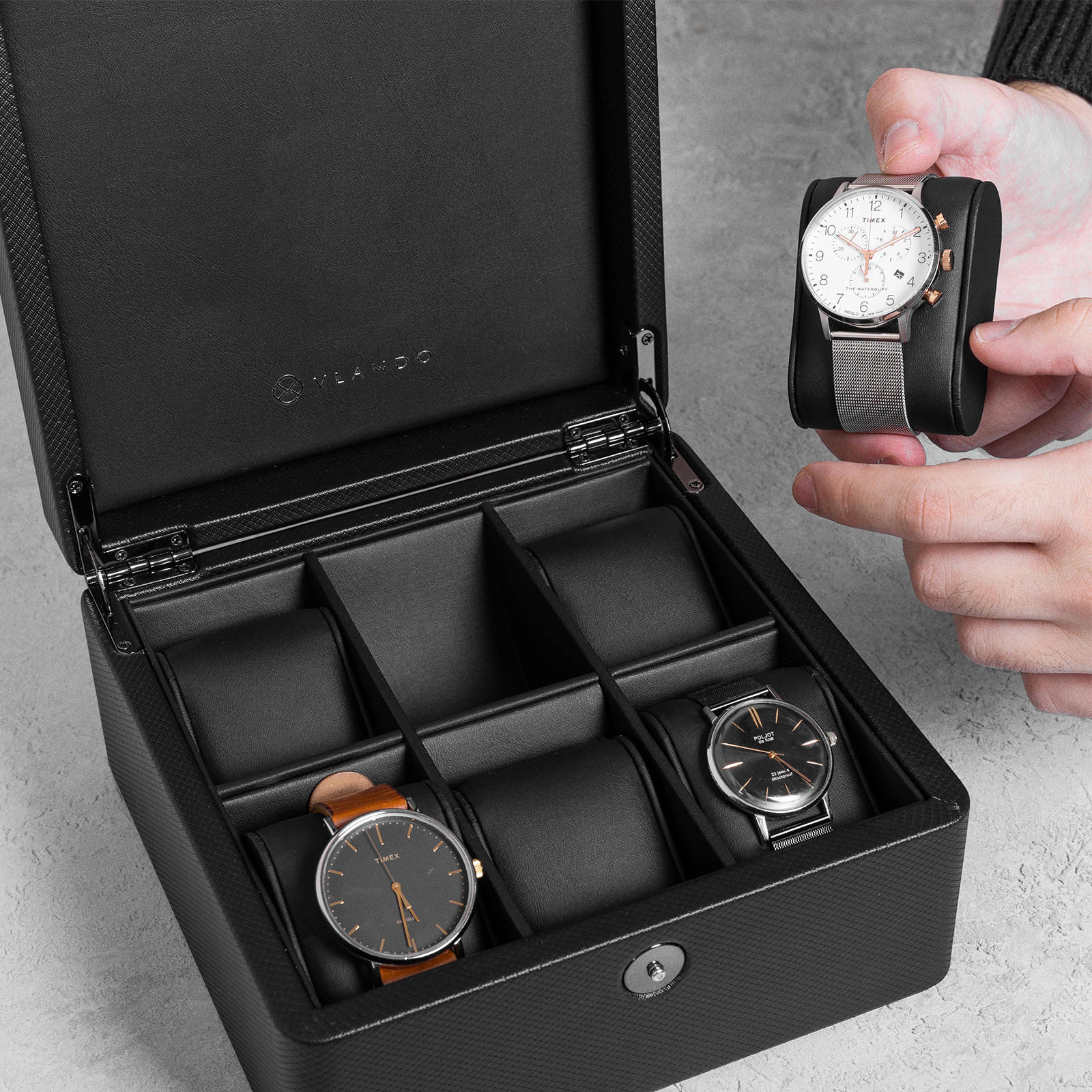 Volta Black Leather Watch Box & Jewelry Storage Box – Watch Box Co.