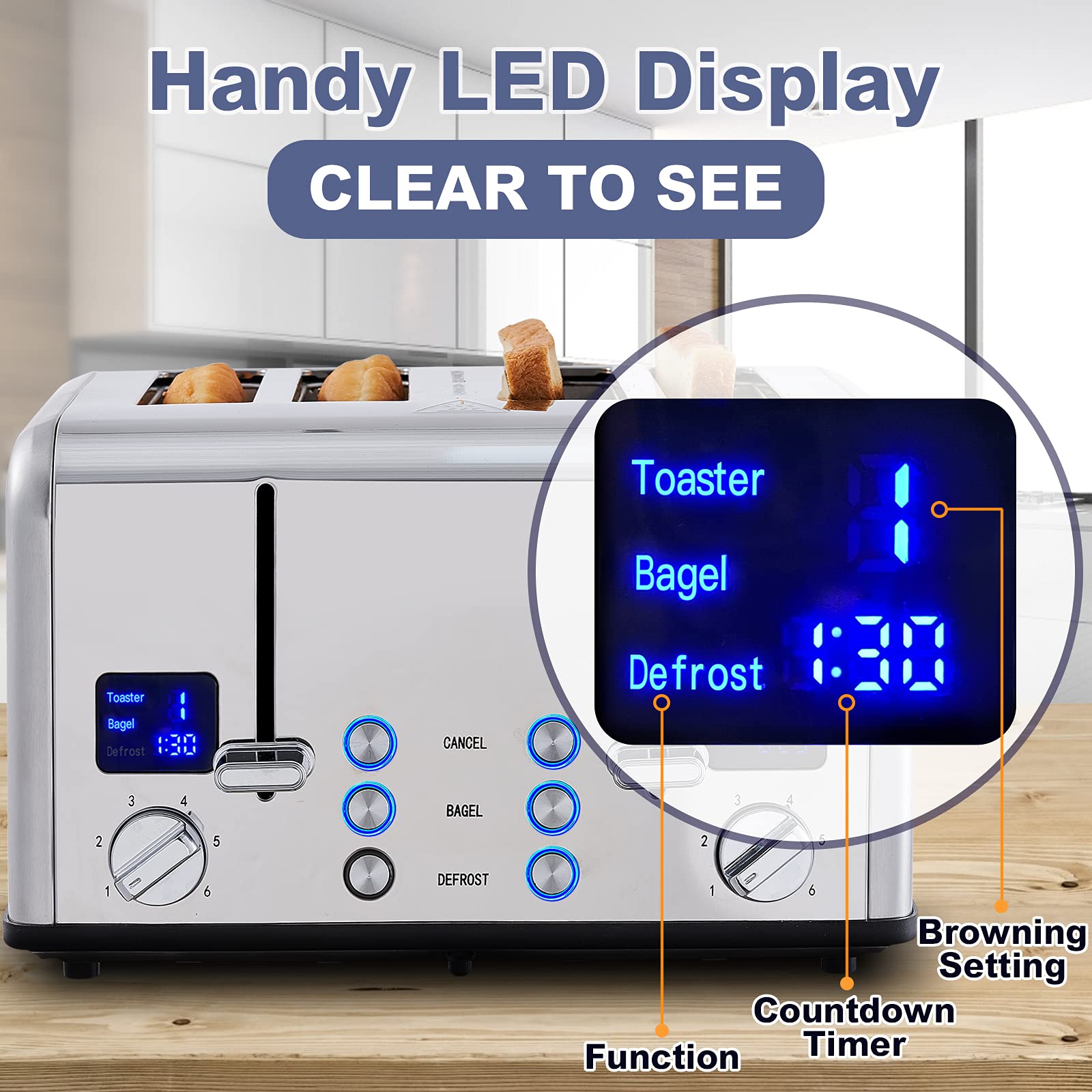 Digital Toaster Flagship Stores Oster Long Slot 4-Slice Toaster