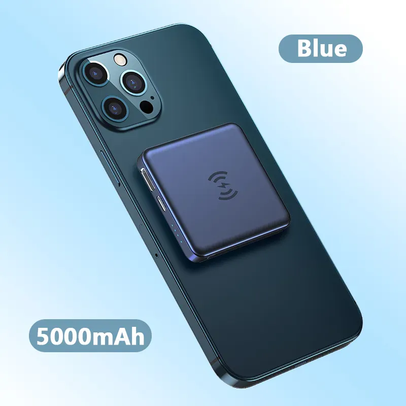 Portable 5000mAh Wireless Power Bank with Robust Magnetic Attraction 