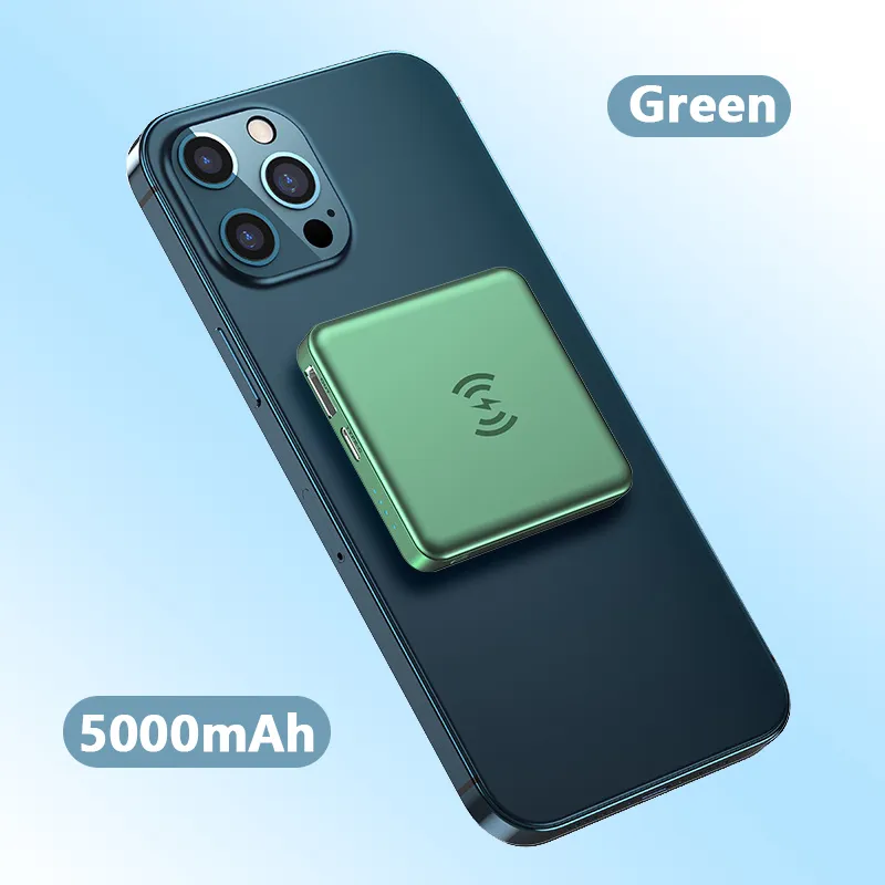 Portable 5000mAh Wireless Power Bank with Robust Magnetic Attraction 