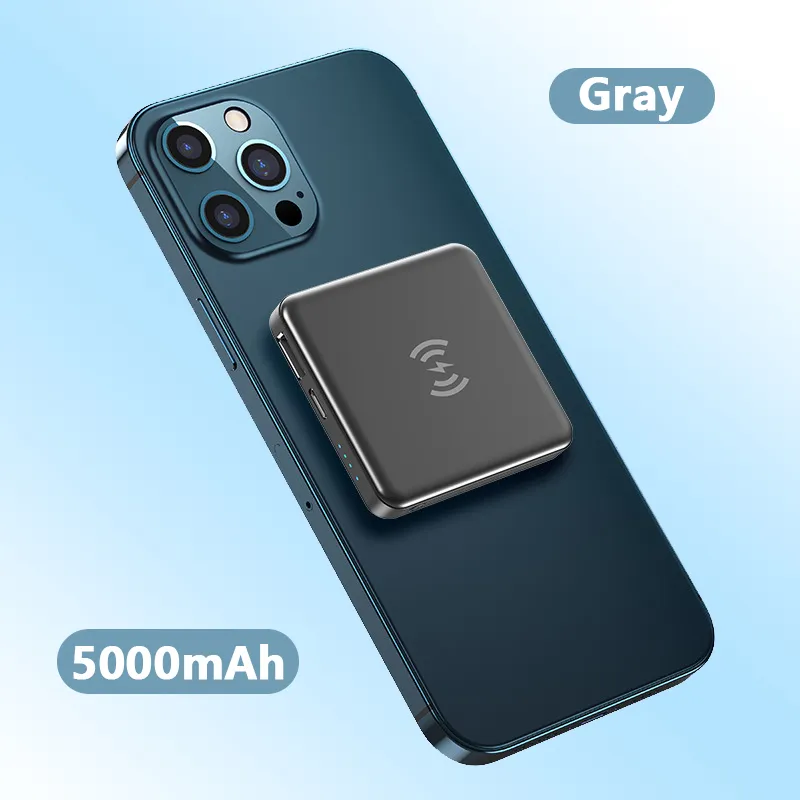 Portable 5000mAh Wireless Power Bank with Robust Magnetic Attraction 