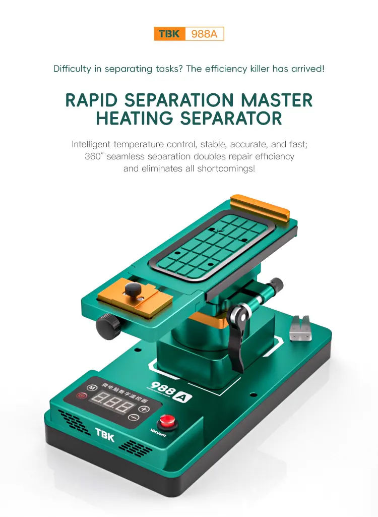TBK-988A 360° Rotating LCD Screen Separator with Vacuum Heating and Glue Removal