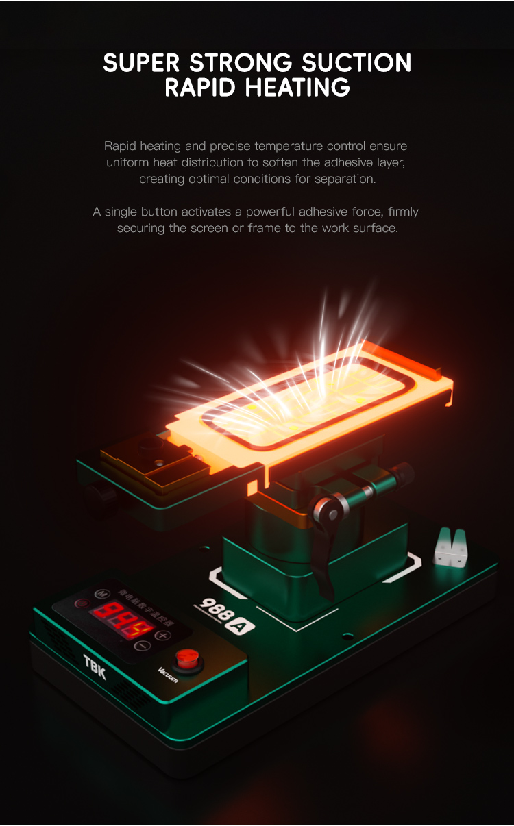 TBK-988A 360° Rotating LCD Screen Separator with Vacuum Heating and Glue Removal