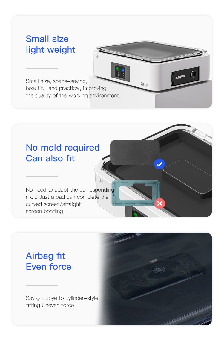   OCA Vacuum Press Apple iPhone iPad MacBook Condition New Motor PLC Pump TBK-708 15inch Airbag Curved Screen Laminating Machine