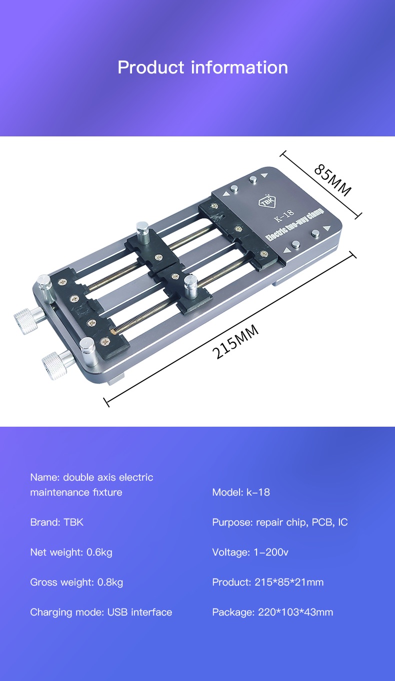 TBK K18 Two-Axis Auto Electric Fixture - Special for PCB Board Layer Disassembly and Soldering Easy and Efficient Operation