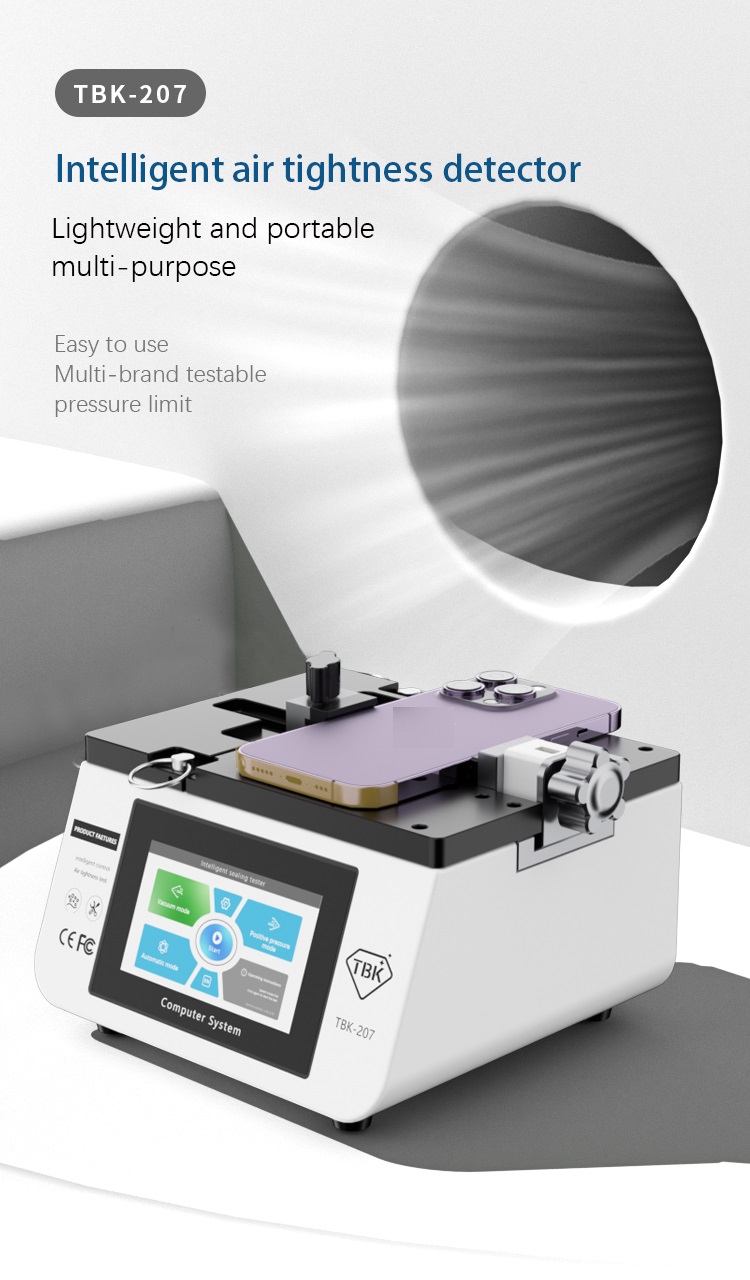 2023 New TBK 207 3 in 1 Air Tightness Waterproof and Dustproof Air Tightness Detector Intelligent Phone Tester for LCD Screen of mobile phone