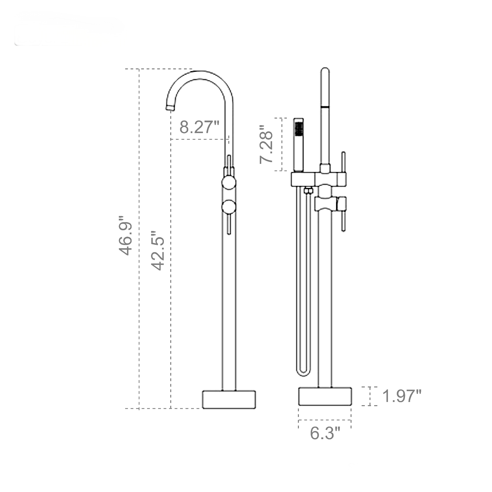 2-Handle Freestanding Bathtub Faucet with Handheld Shower