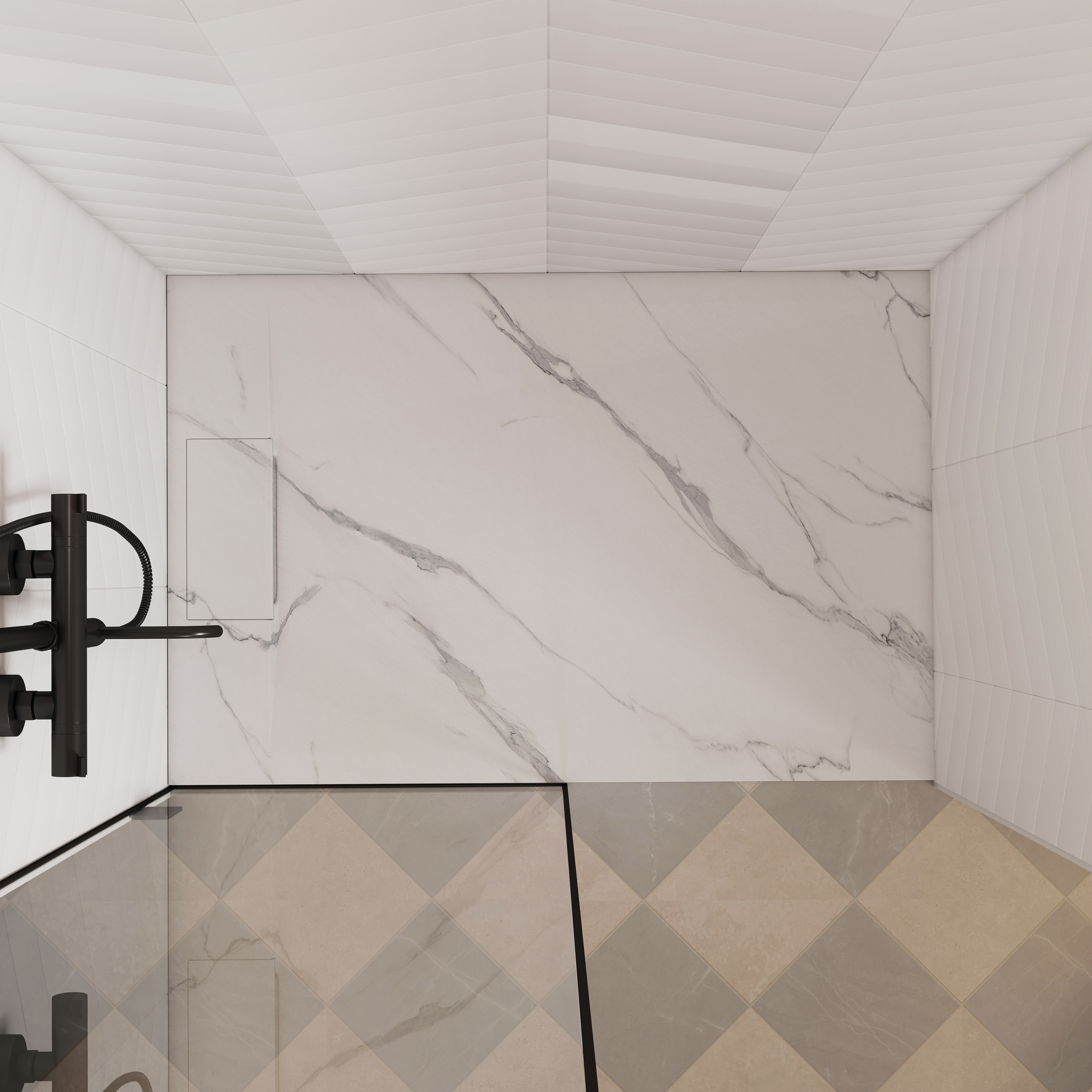 European-Style SMC Shower Base with Low-Entry & Wheelchair Accessible