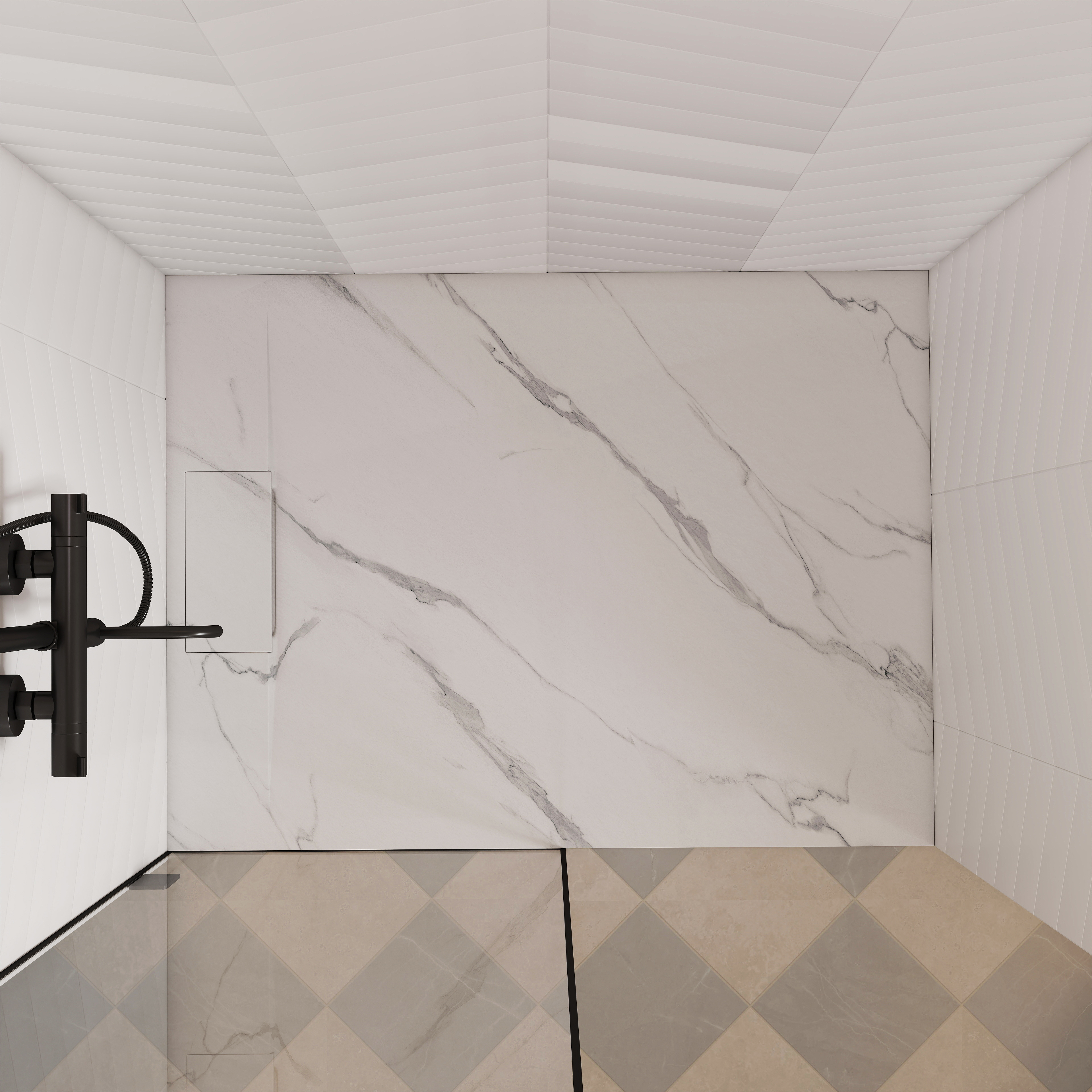 European-Style SMC Shower Base with Low-Entry & Wheelchair Accessible