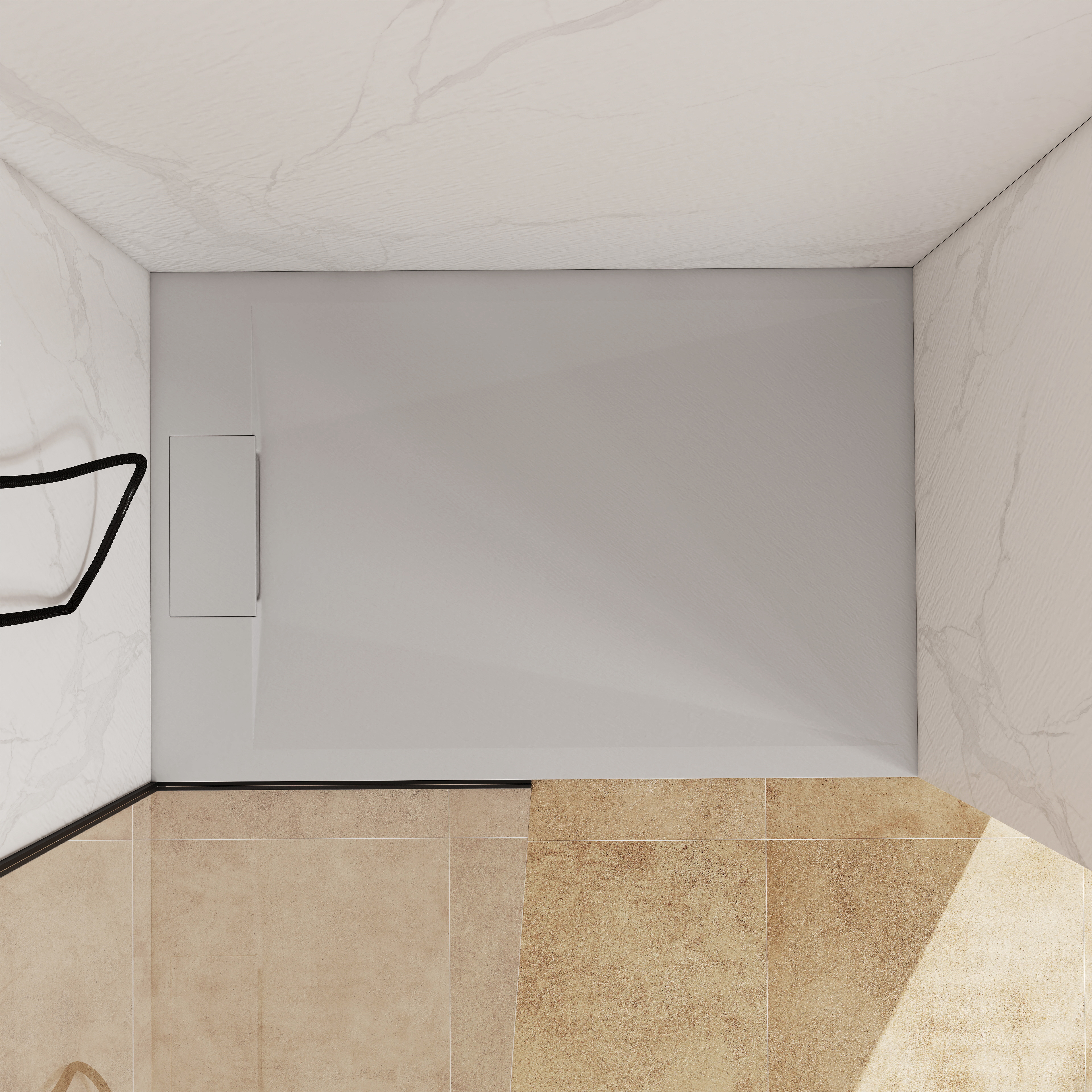 European-Style SMC Shower Base with Anti-Slip Design in Black or White