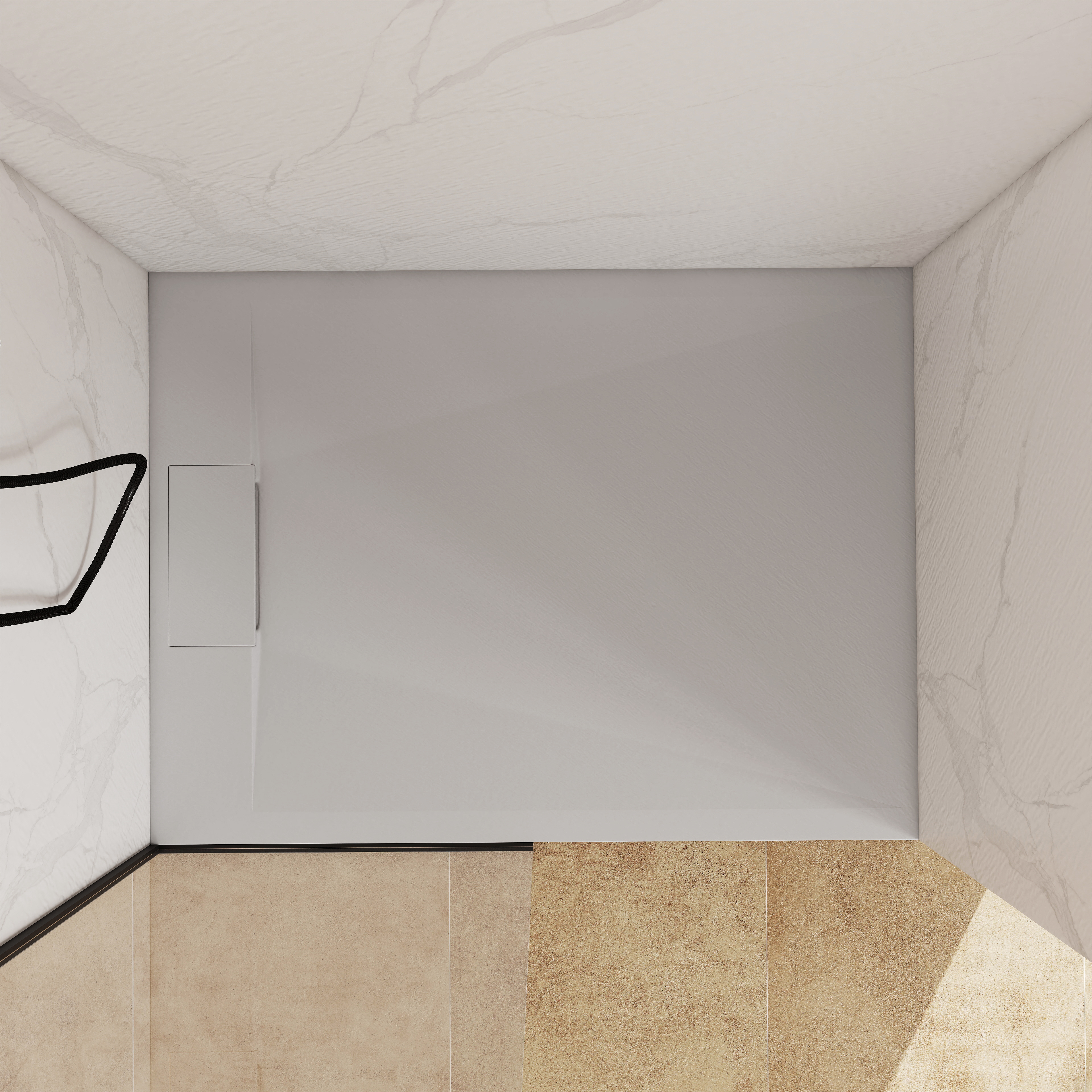 European-Style SMC Shower Base with Anti-Slip Design in Black or White