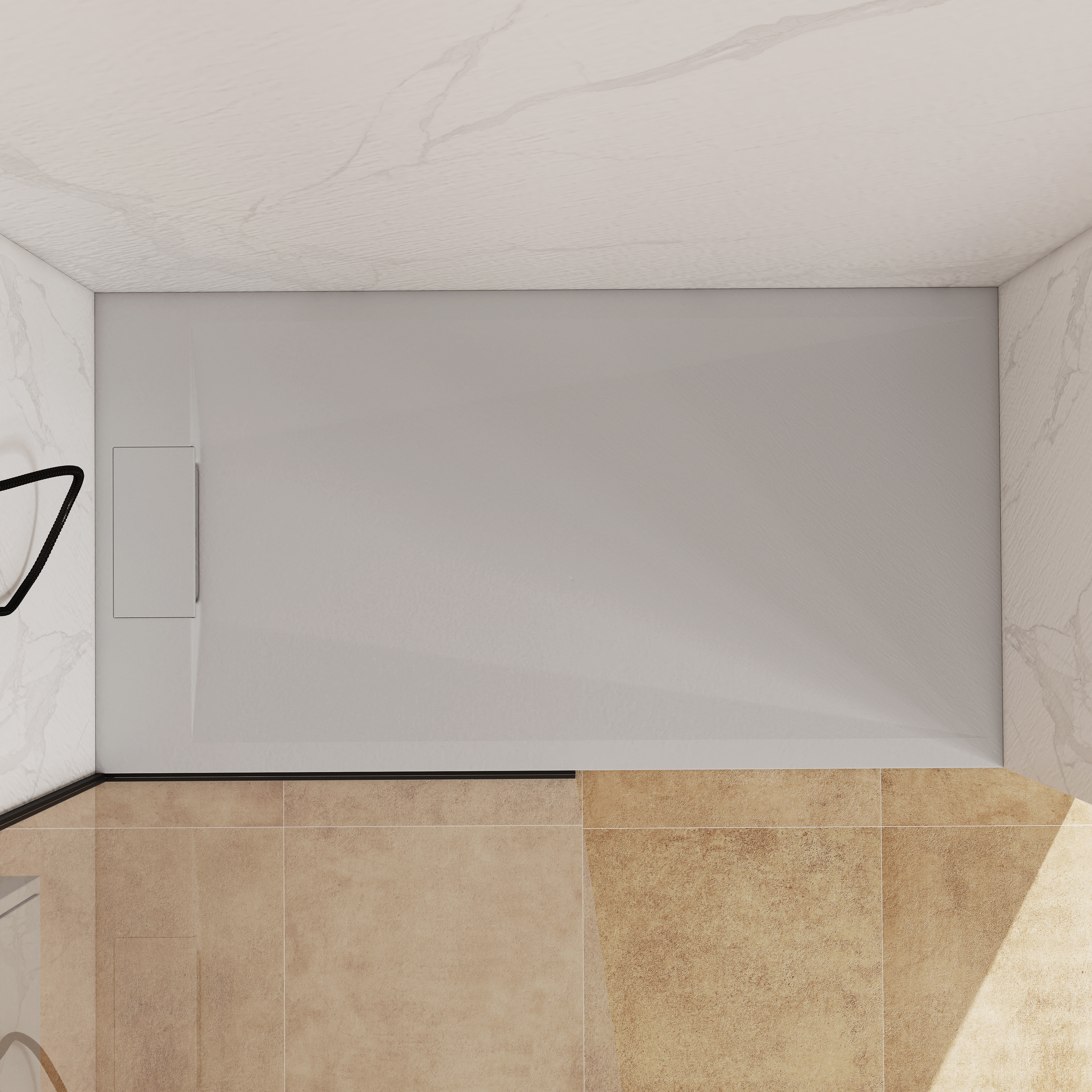 European-Style SMC Shower Base with Anti-Slip Design in Black or White