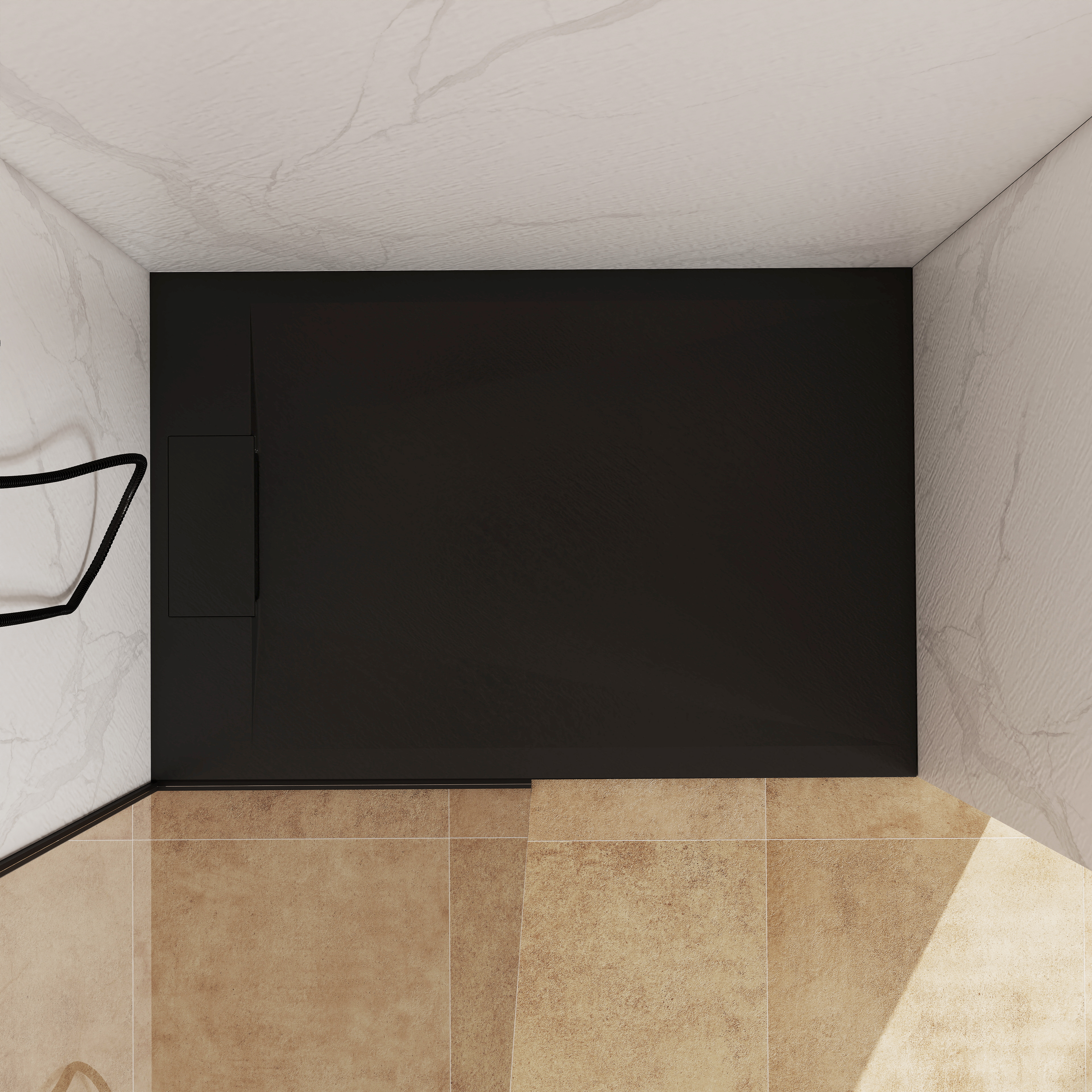 European-Style SMC Shower Base with Anti-Slip Design in Black or White