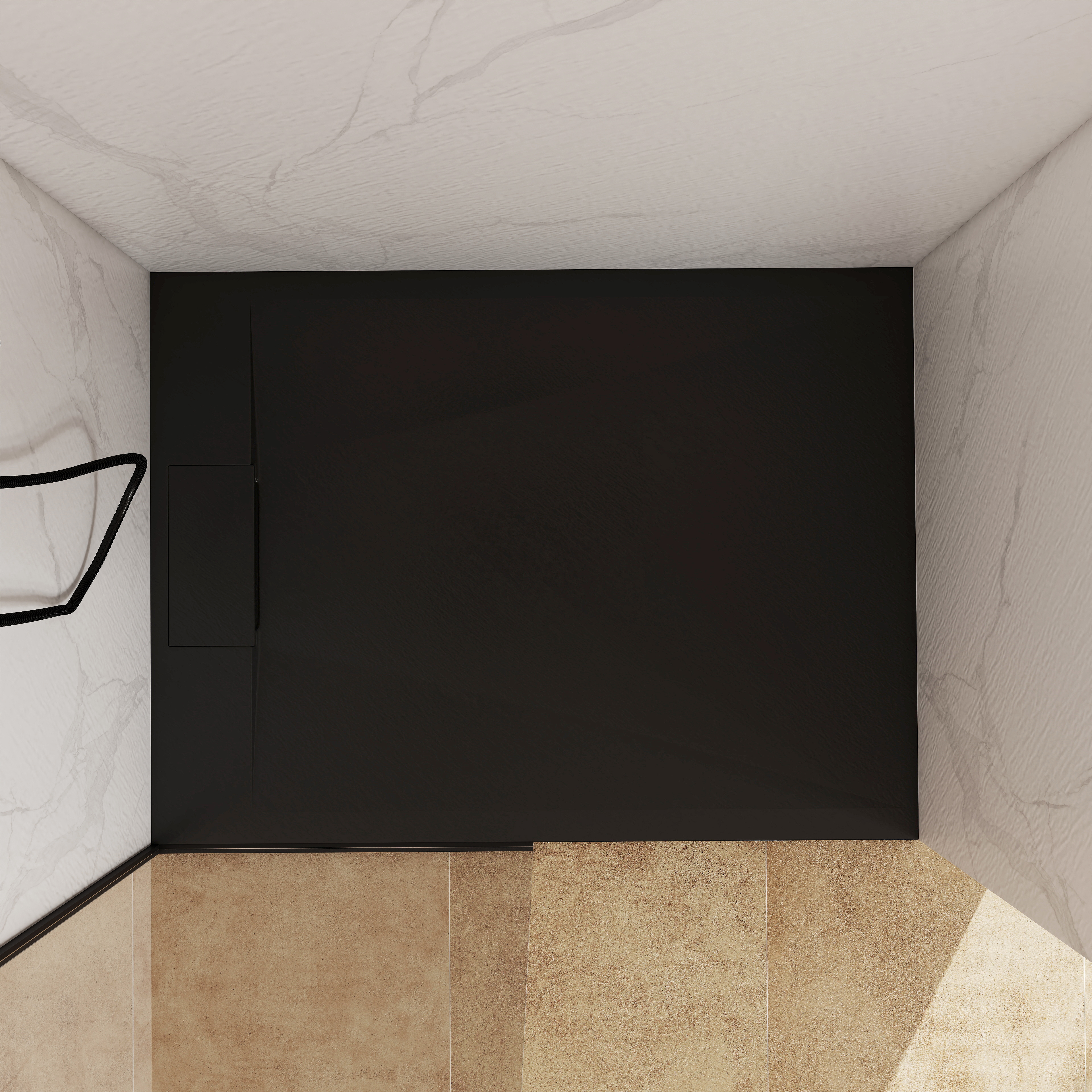 European-Style SMC Shower Base with Anti-Slip Design in Black or White