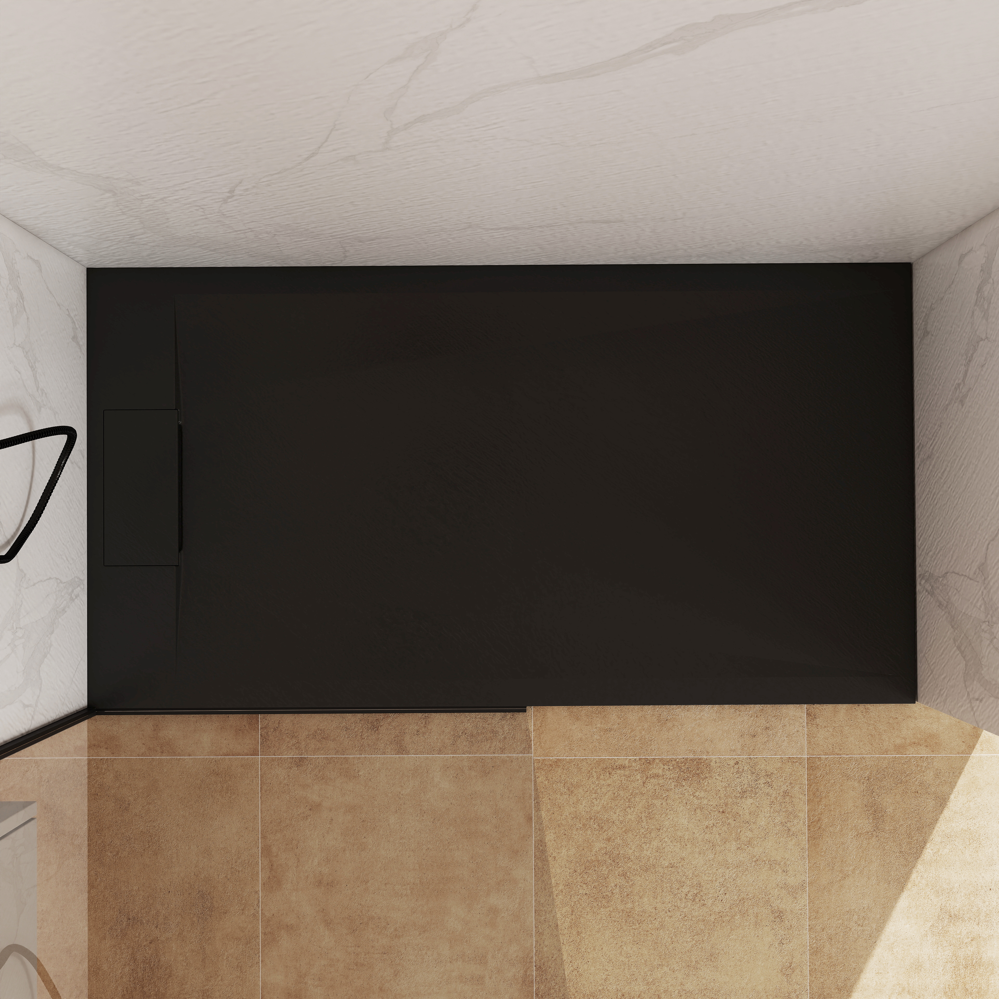 European-Style SMC Shower Base with Anti-Slip Design in Black or White