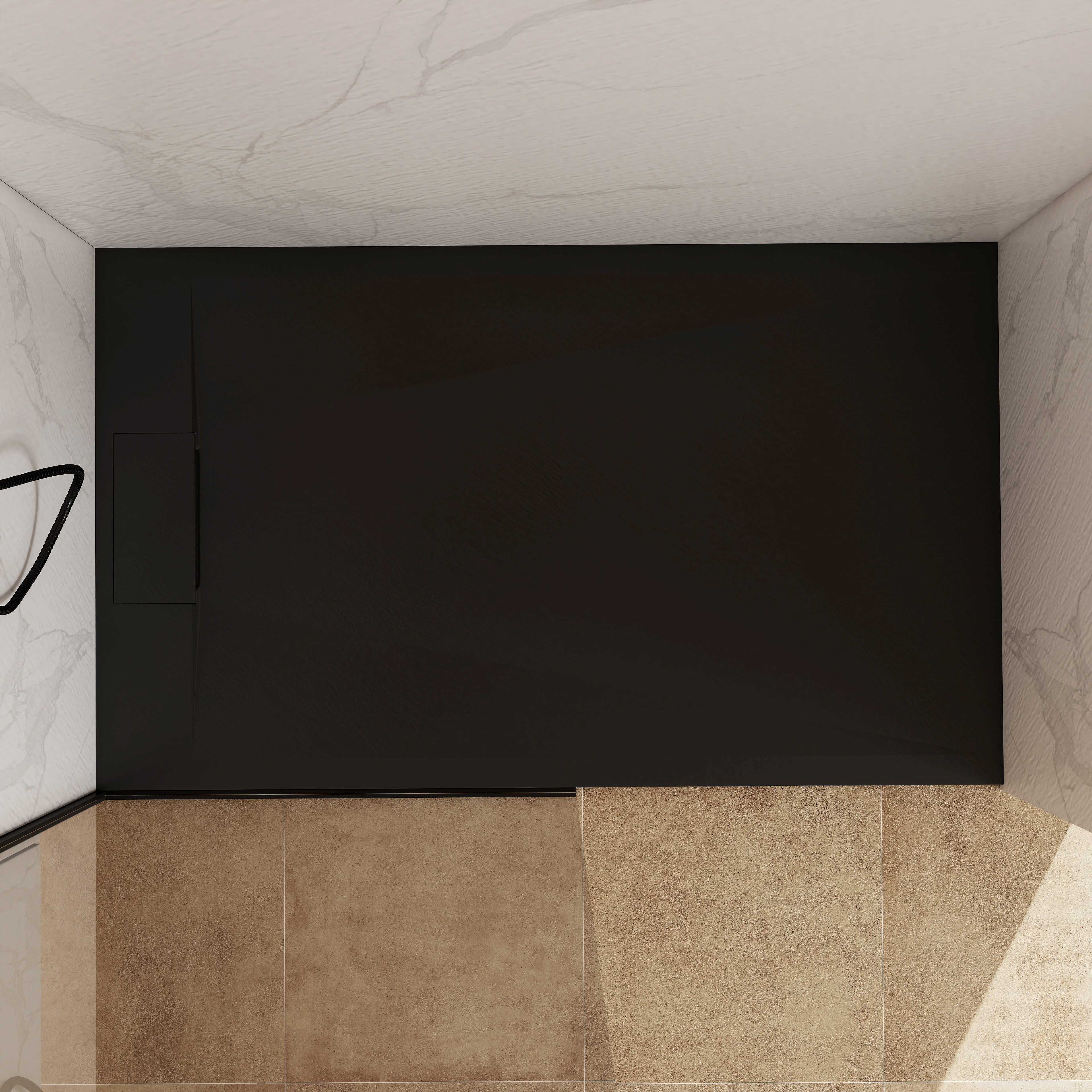 European-Style SMC Shower Base with Anti-Slip Design in Black or White