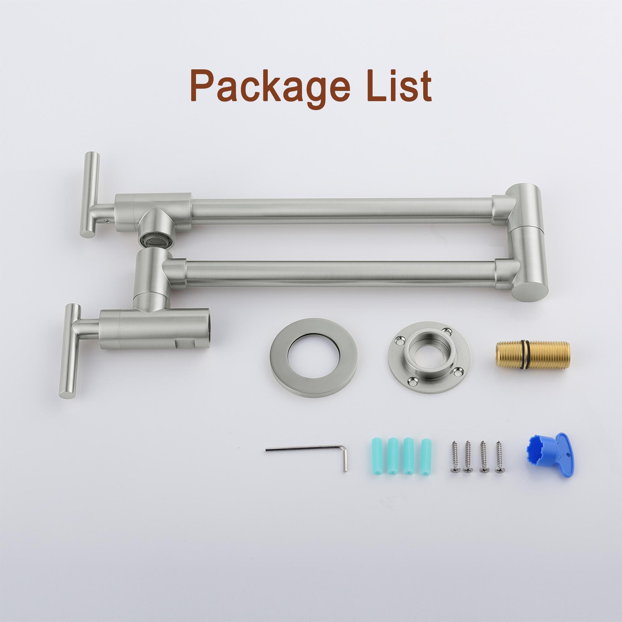 Wall Mount Pot Filler Kitchen Faucet with 360° Rotating Arm & Fast-Flow Aerator