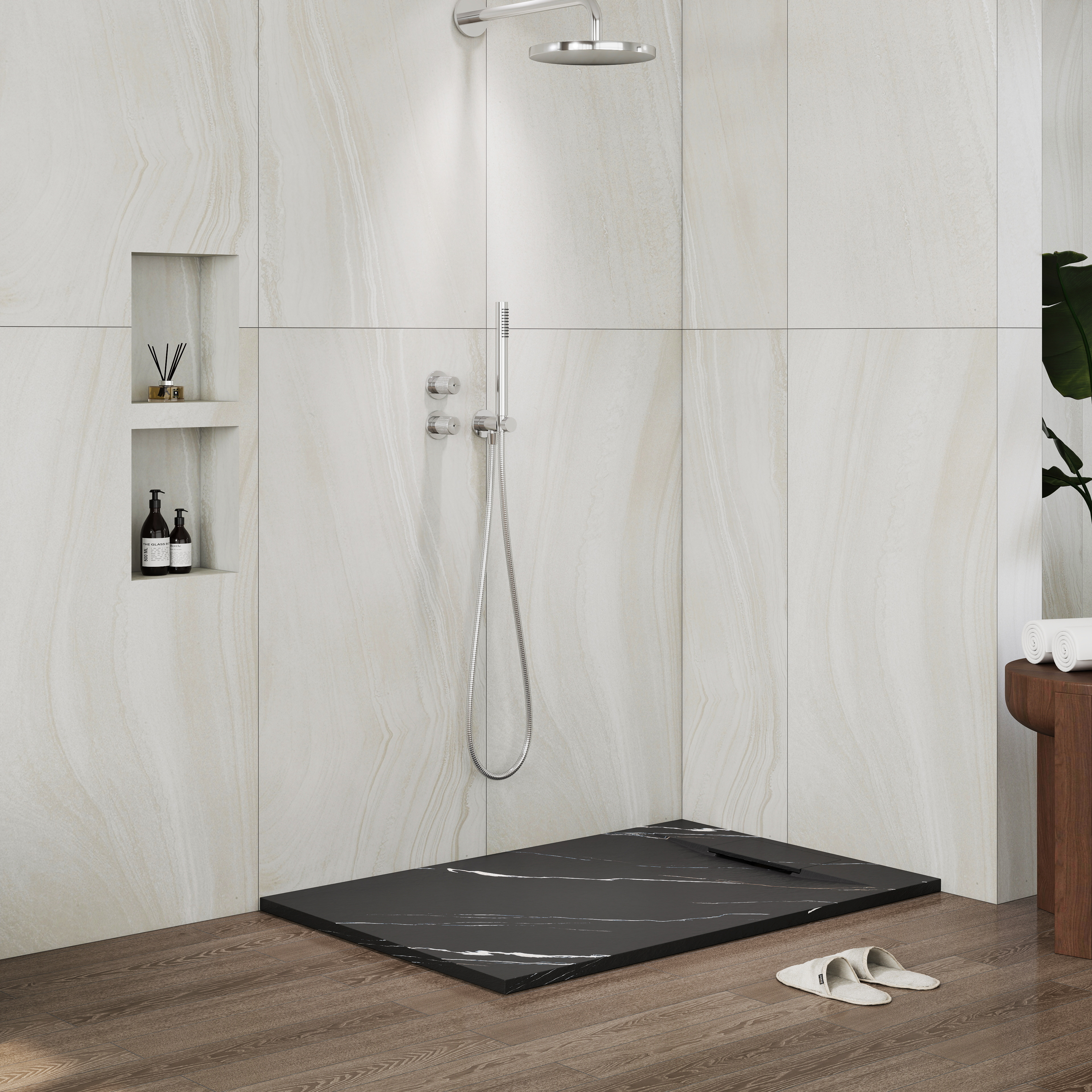 European-Style SMC Shower Base with Low-Entry & Wheelchair Accessible