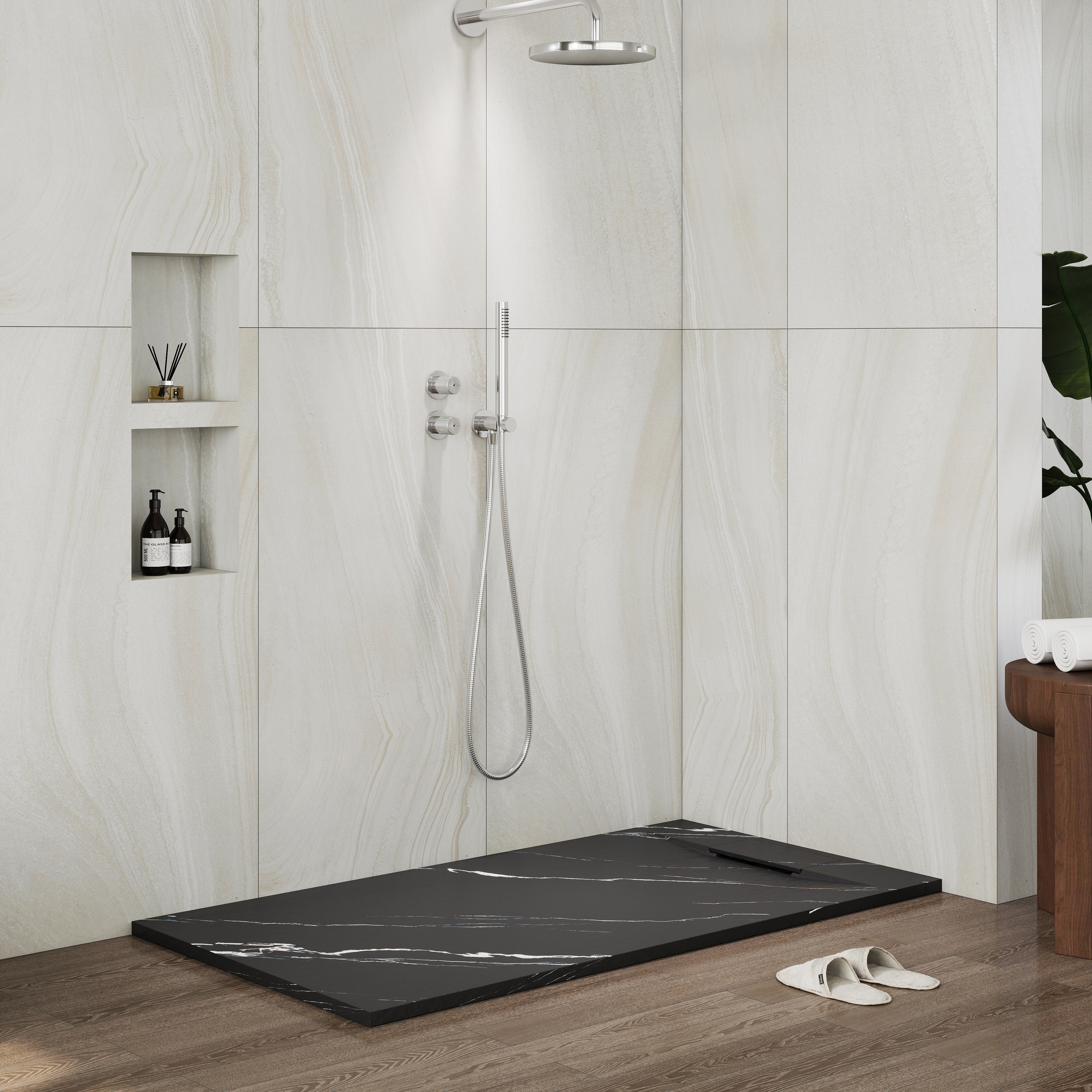 European-Style SMC Shower Base with Low-Entry & Wheelchair Accessible