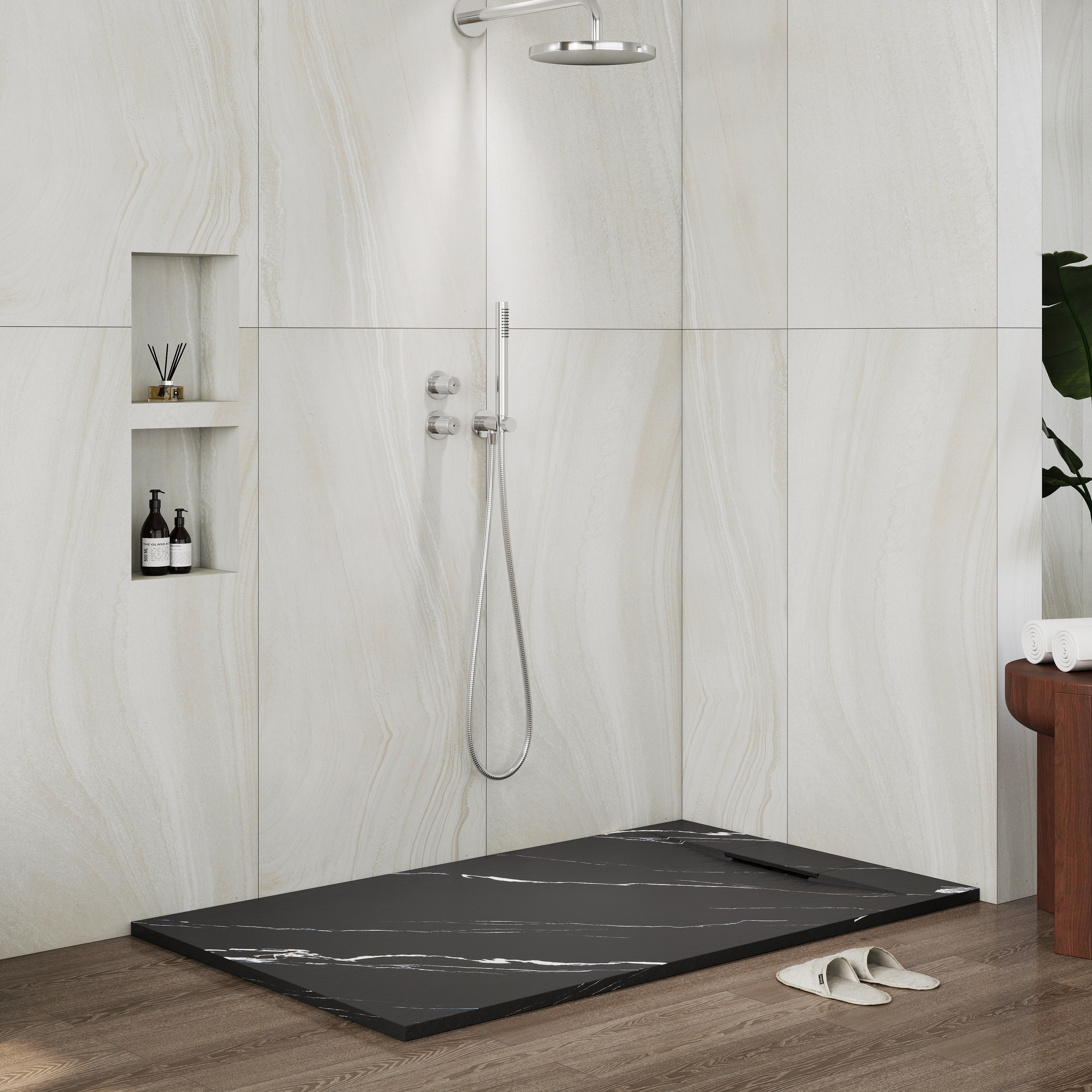 European-Style SMC Shower Base with Low-Entry & Wheelchair Accessible