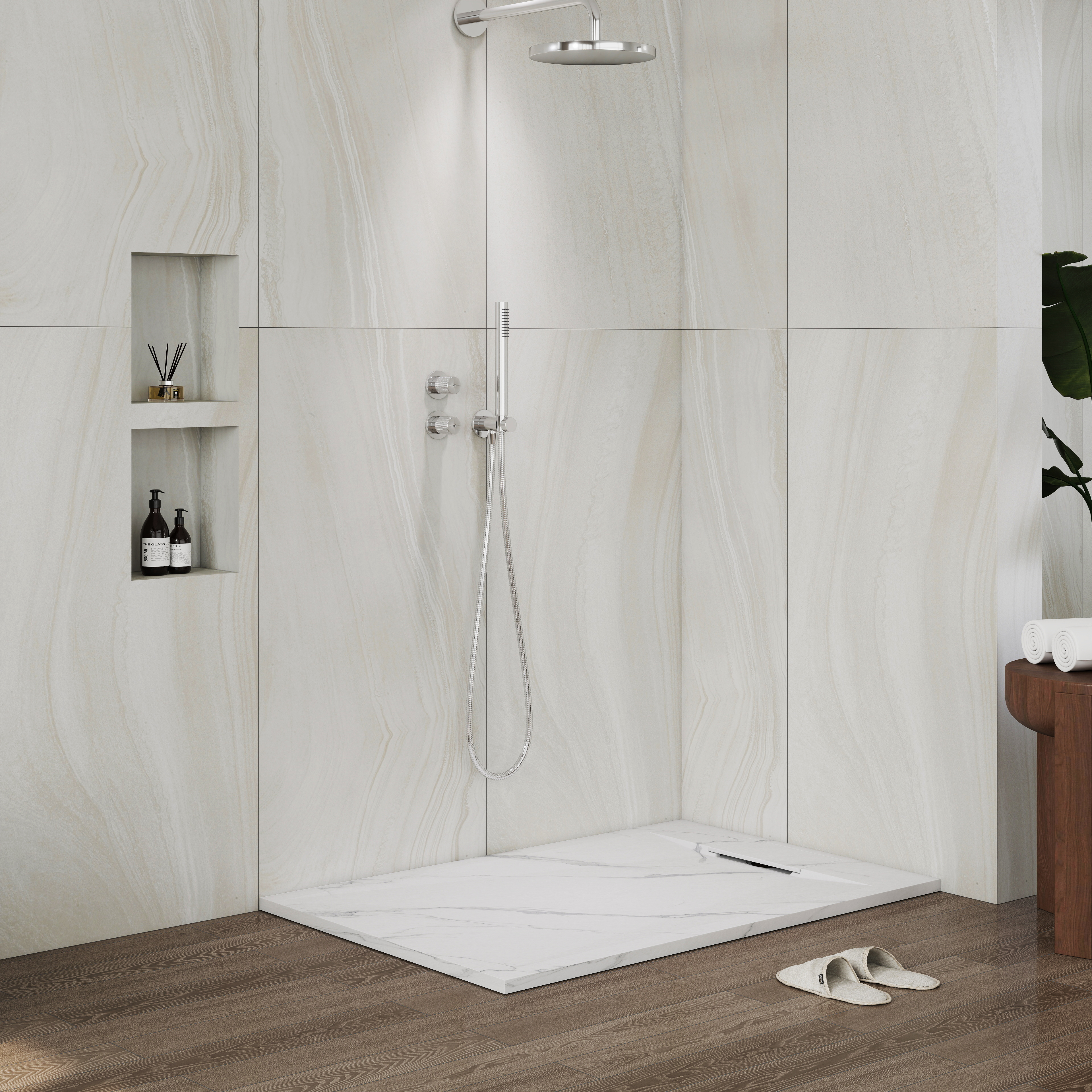European-Style SMC Shower Base with Low-Entry & Wheelchair Accessible