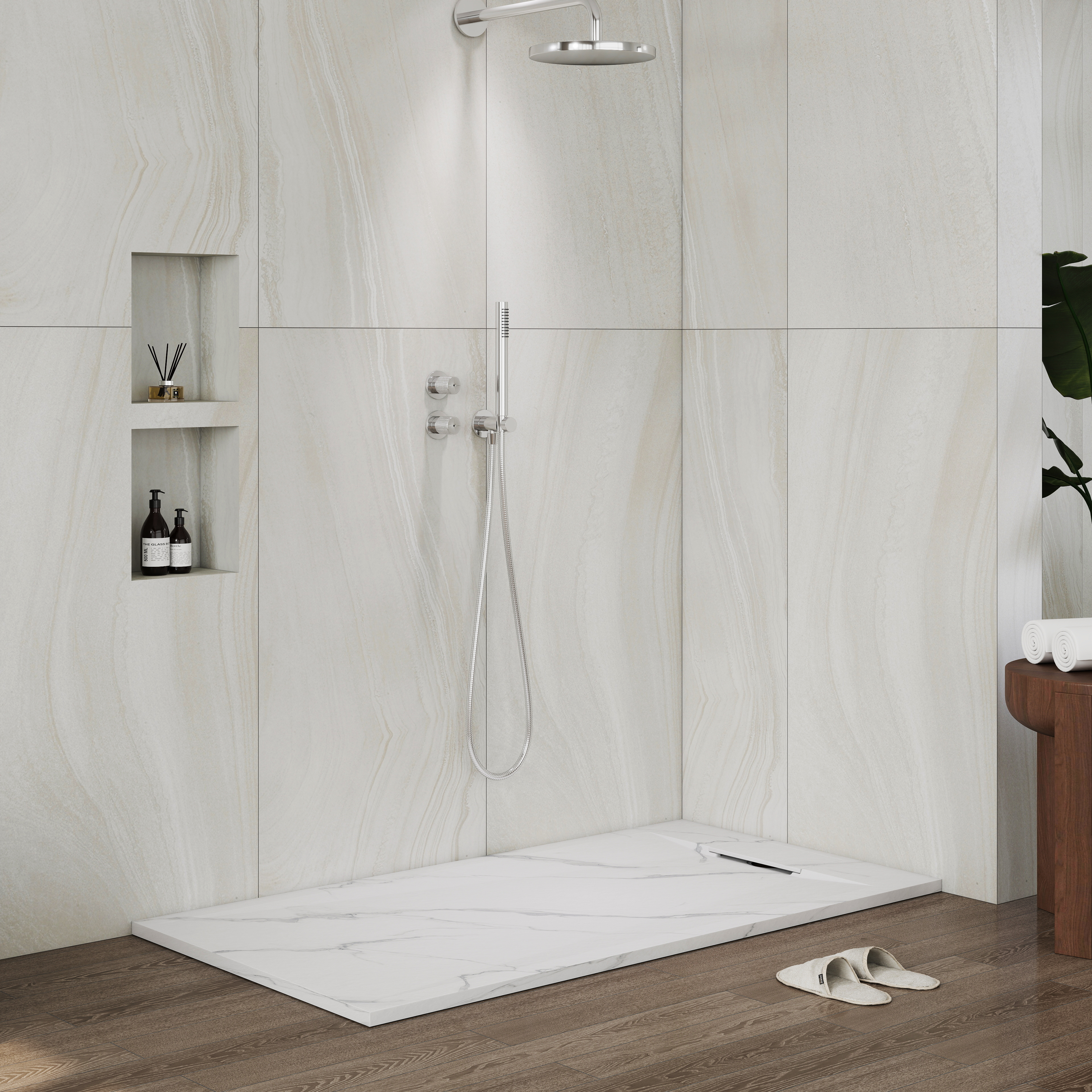 European-Style SMC Shower Base with Low-Entry & Wheelchair Accessible