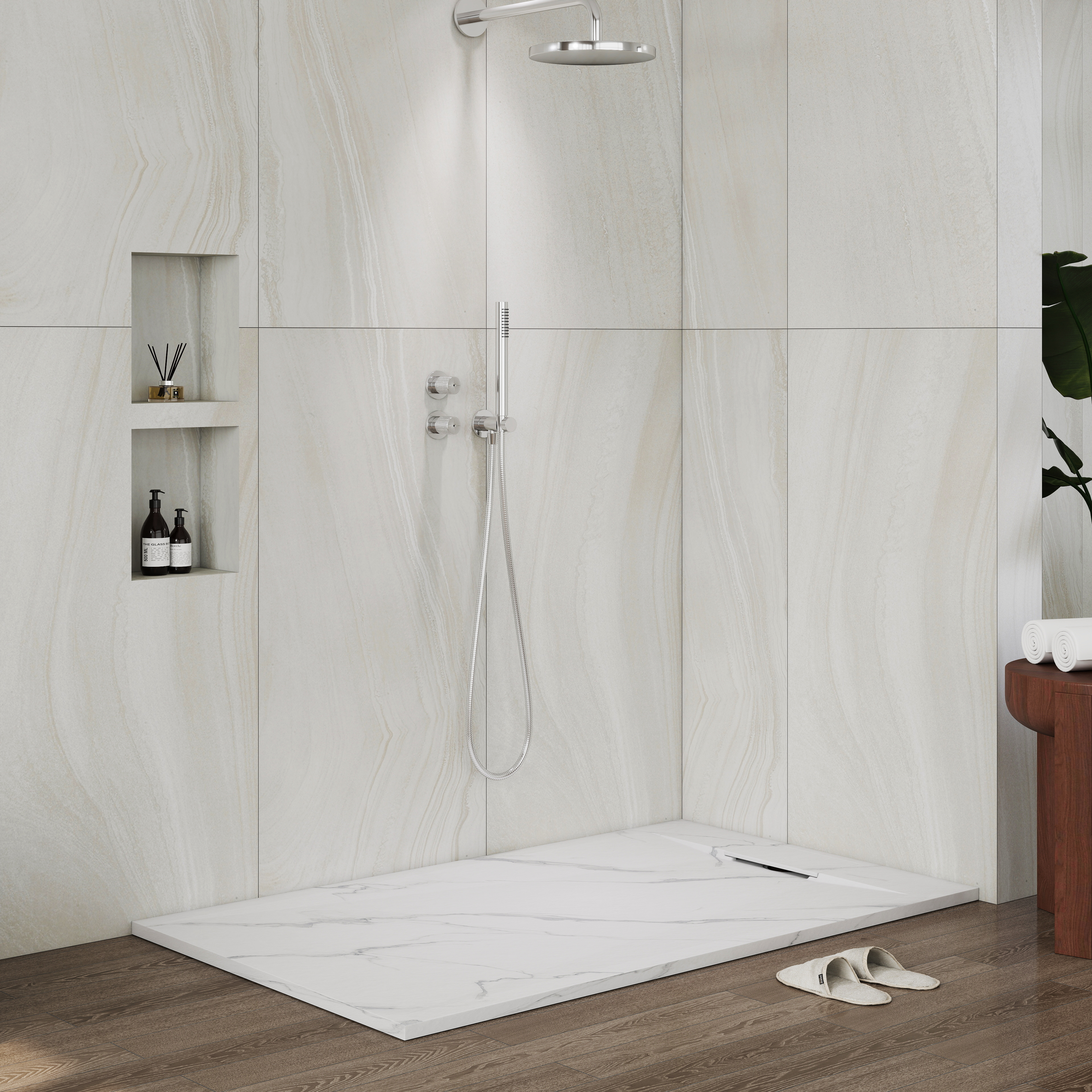 European-Style SMC Shower Base with Low-Entry & Wheelchair Accessible