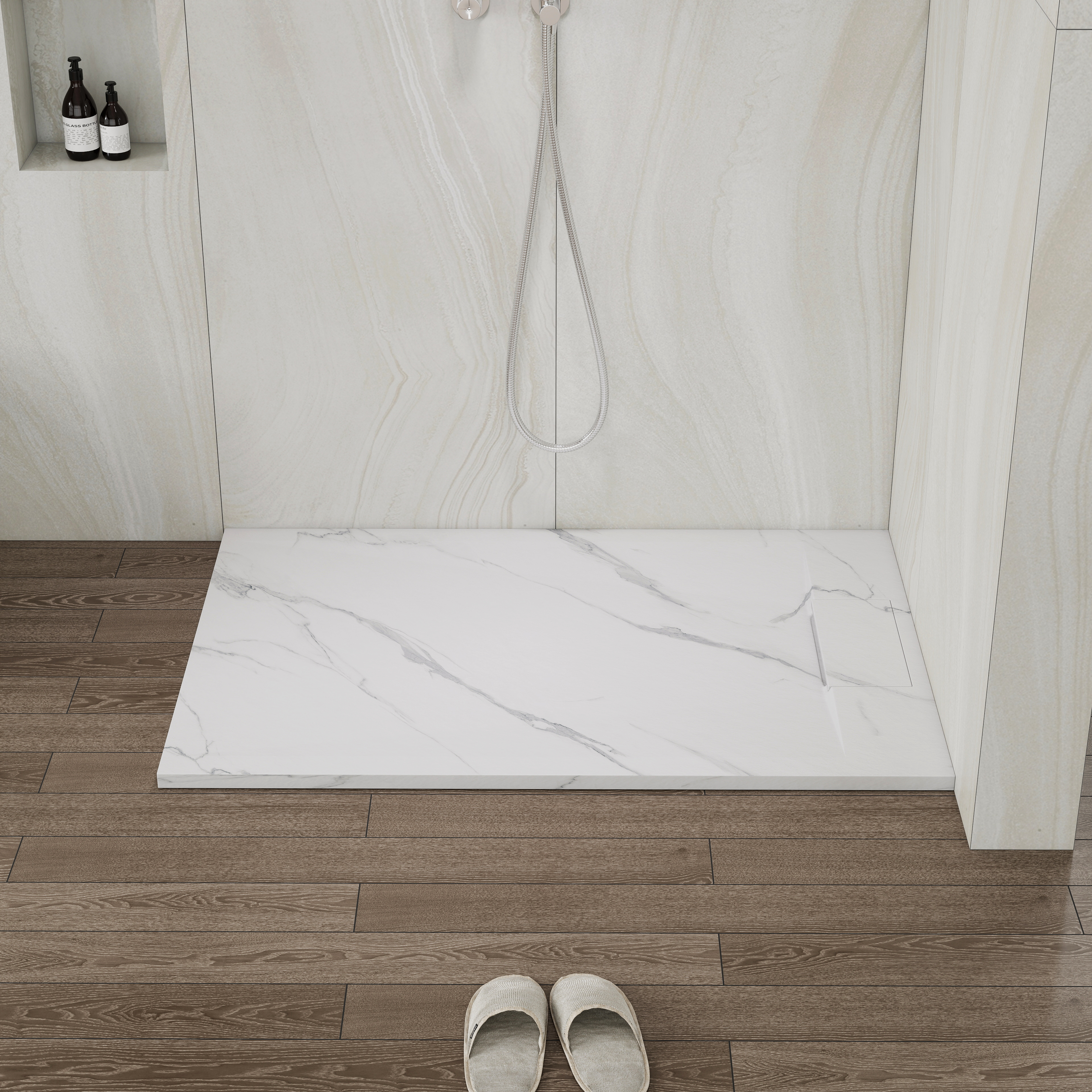 European-Style SMC Shower Base with Low-Entry & Wheelchair Accessible