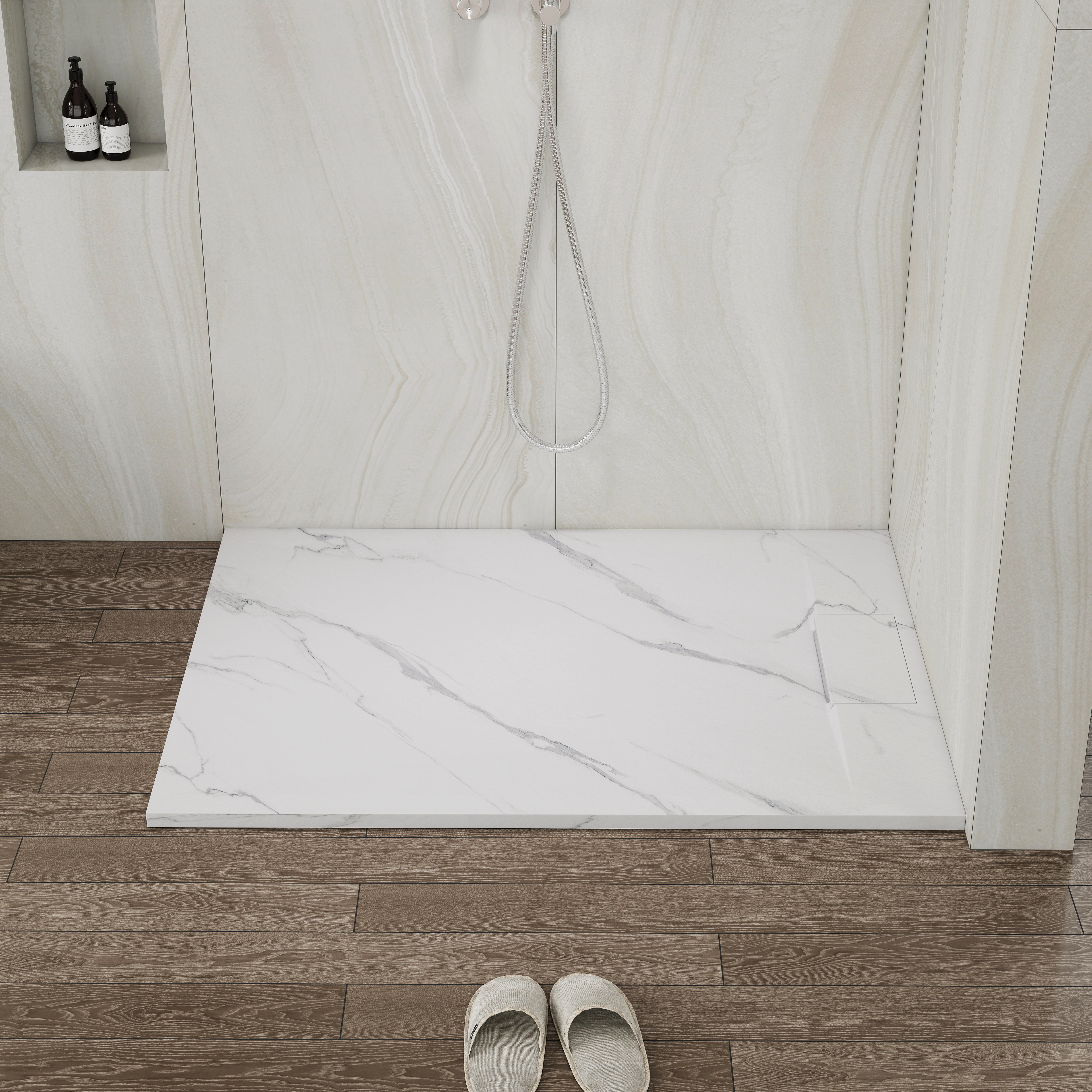 European-Style SMC Shower Base with Low-Entry & Wheelchair Accessible