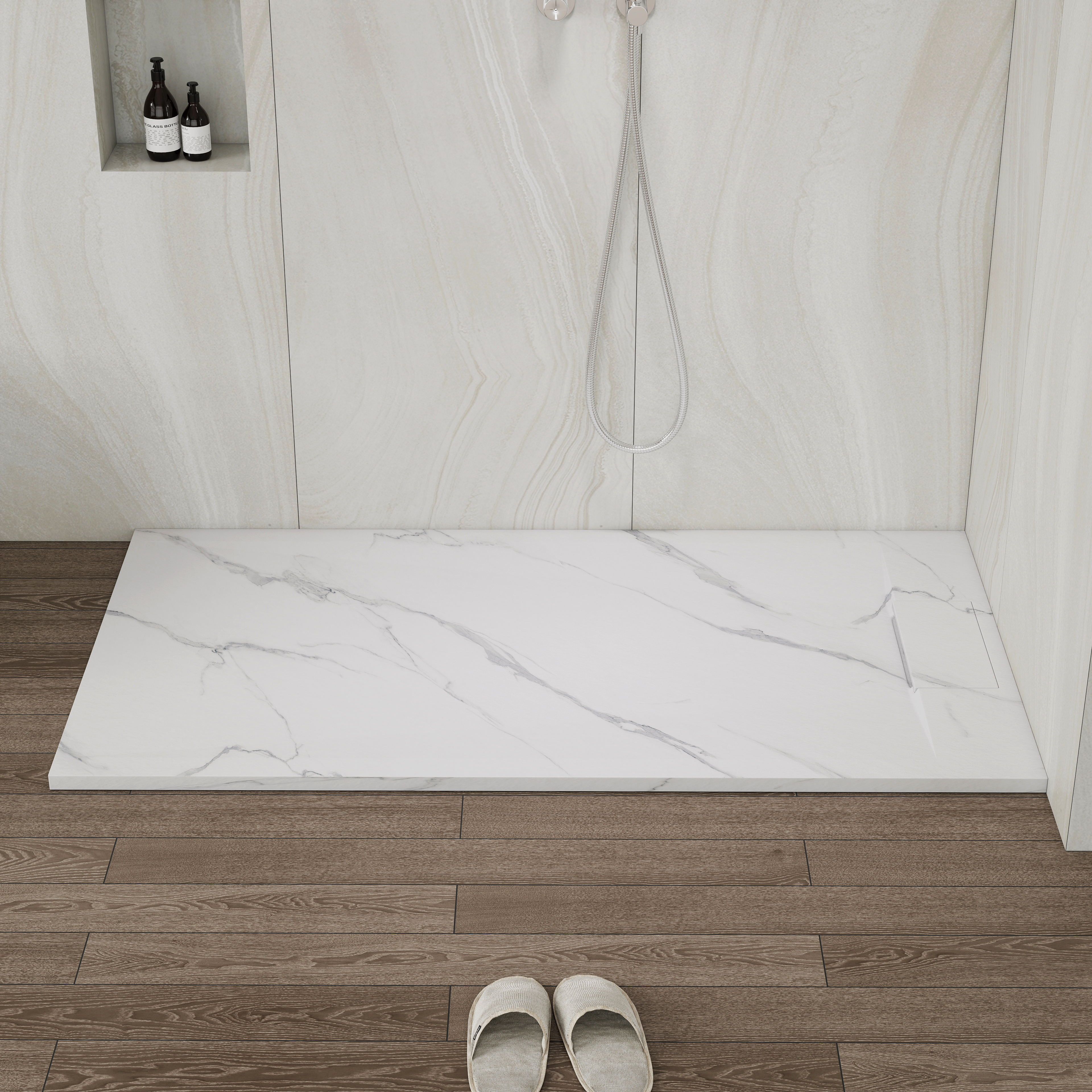 European-Style SMC Shower Base with Low-Entry & Wheelchair Accessible