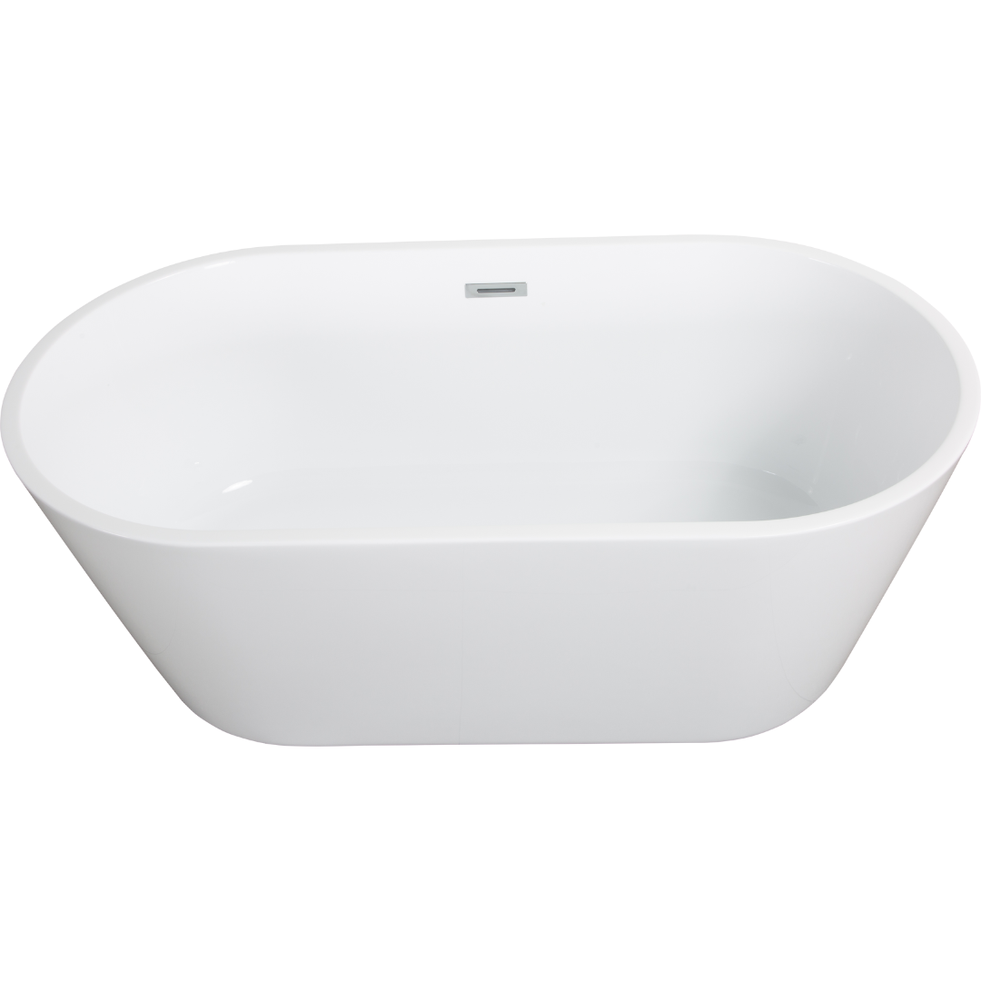 67" Deluxe High-Gloss Acrylic Freestanding Soaking Tubs with Chrome Overflow, Mineral Composite Bathtubs