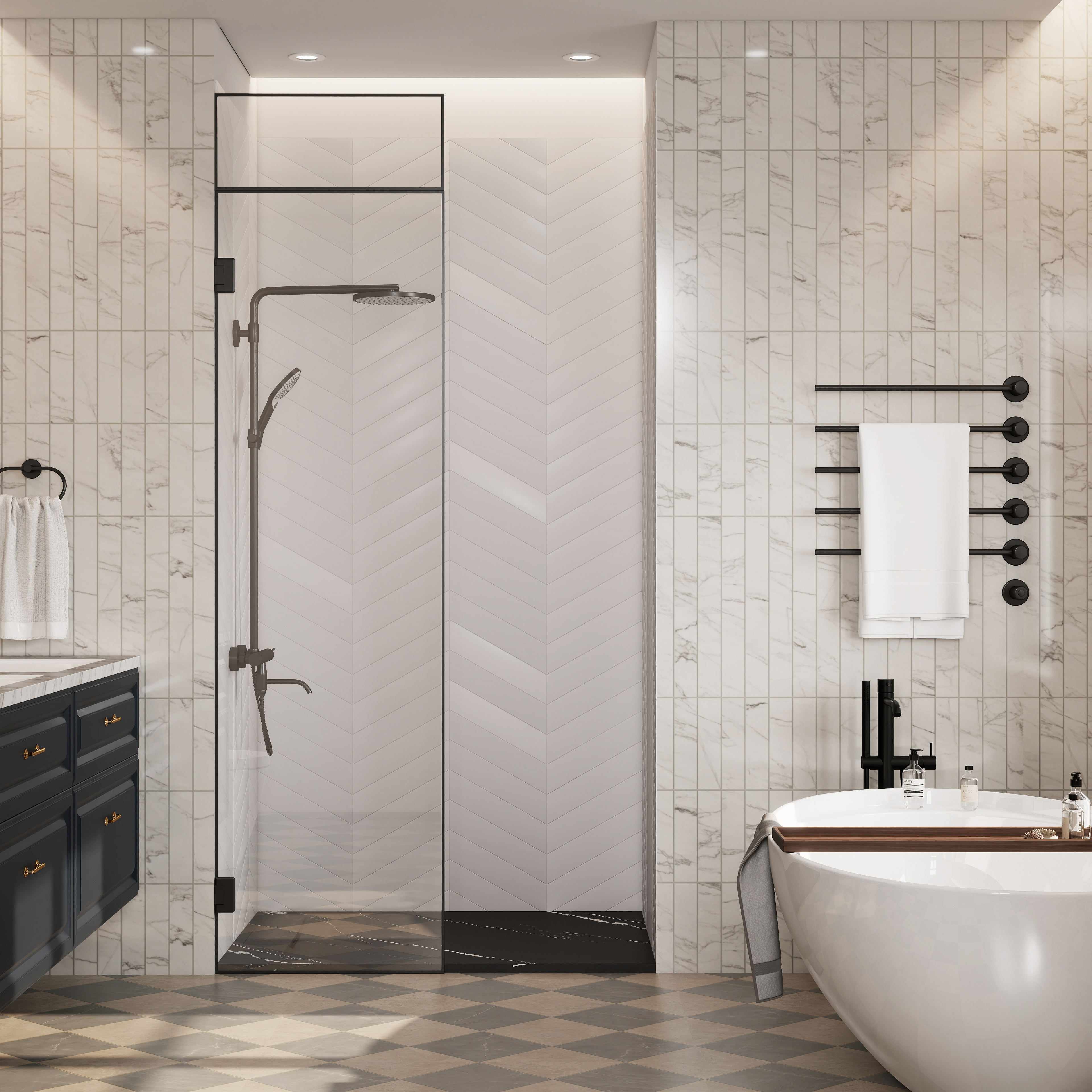 European-Style SMC Shower Base with Low-Entry & Wheelchair Accessible