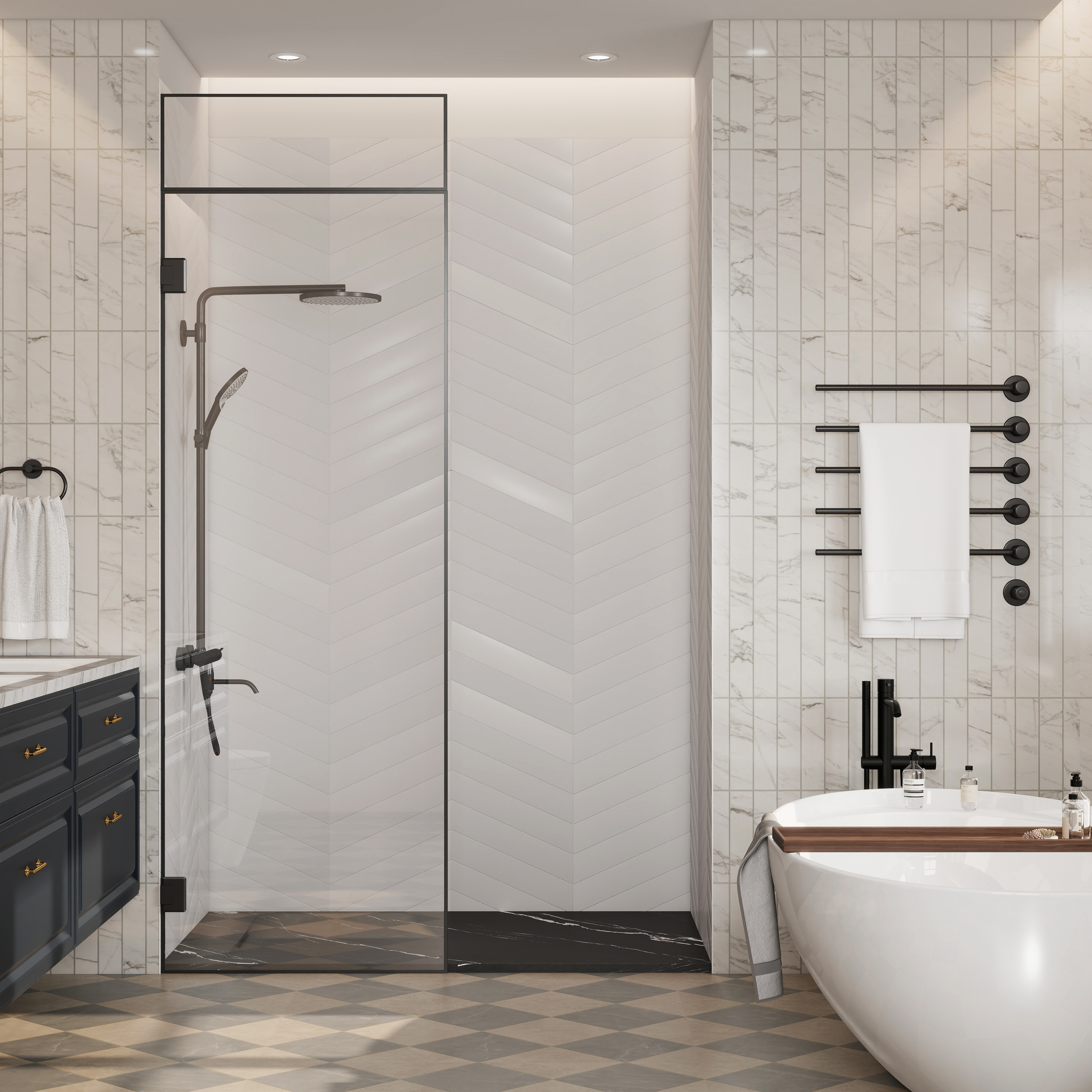 European-Style SMC Shower Base with Low-Entry & Wheelchair Accessible