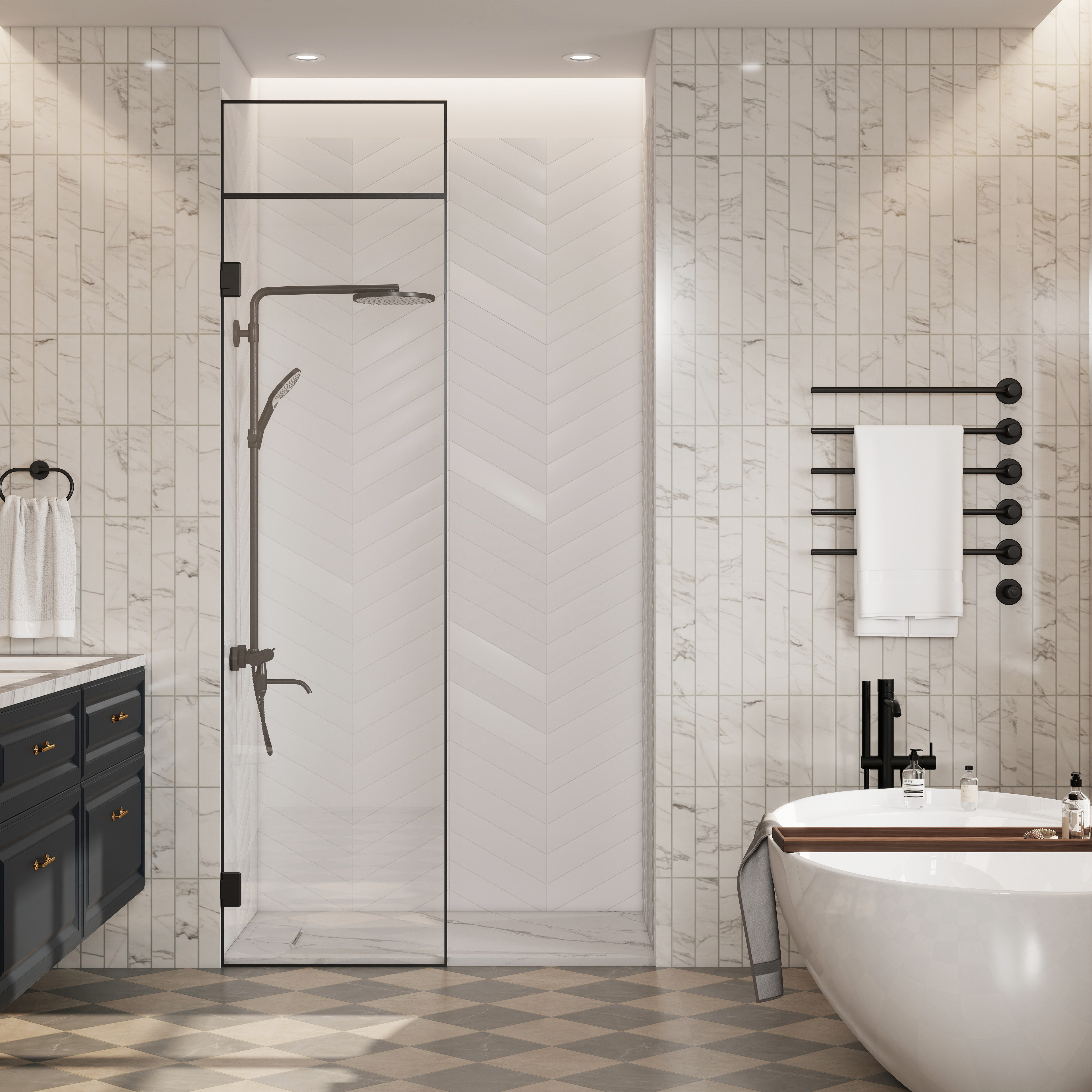 European-Style SMC Shower Base with Low-Entry & Wheelchair Accessible