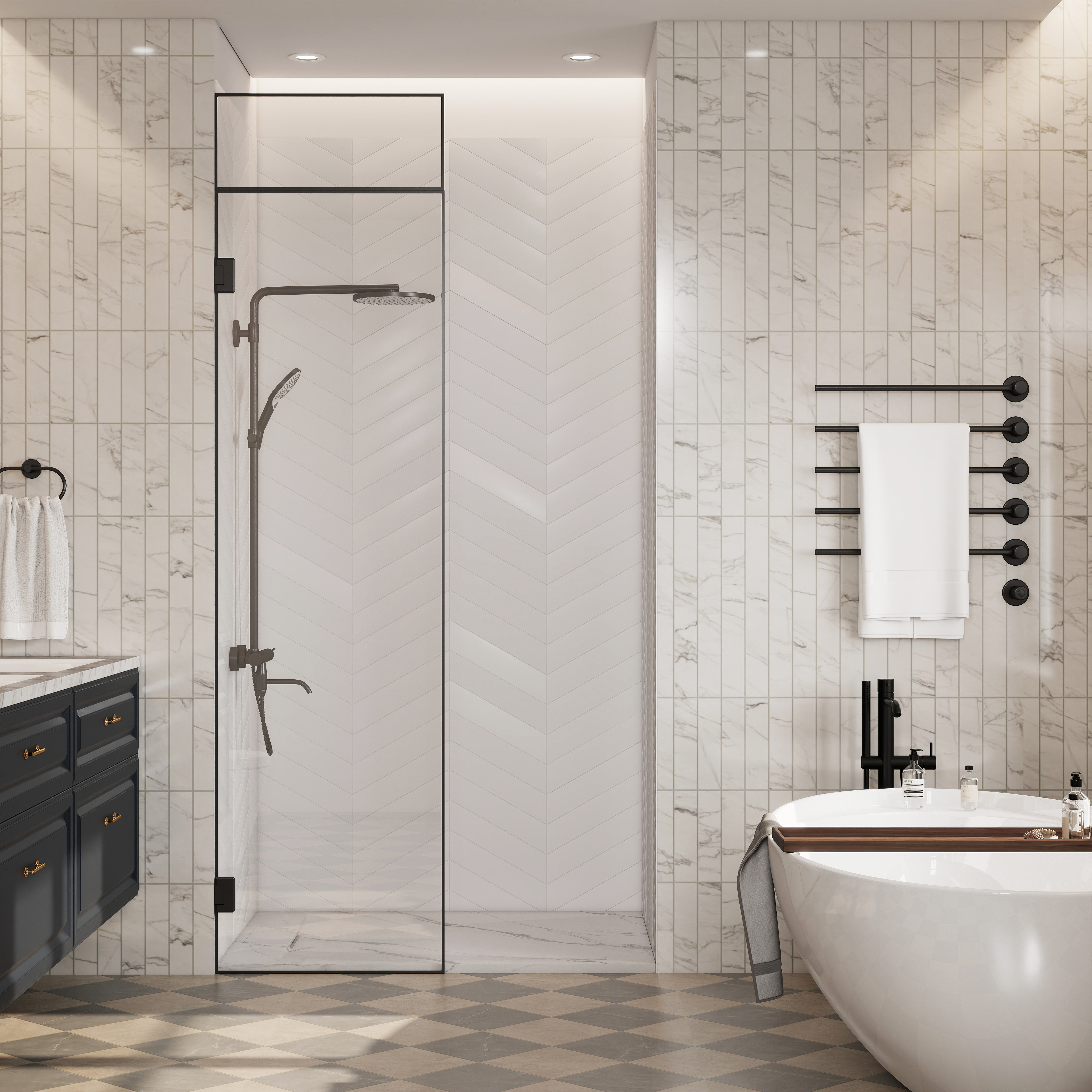 European-Style SMC Shower Base with Low-Entry & Wheelchair Accessible