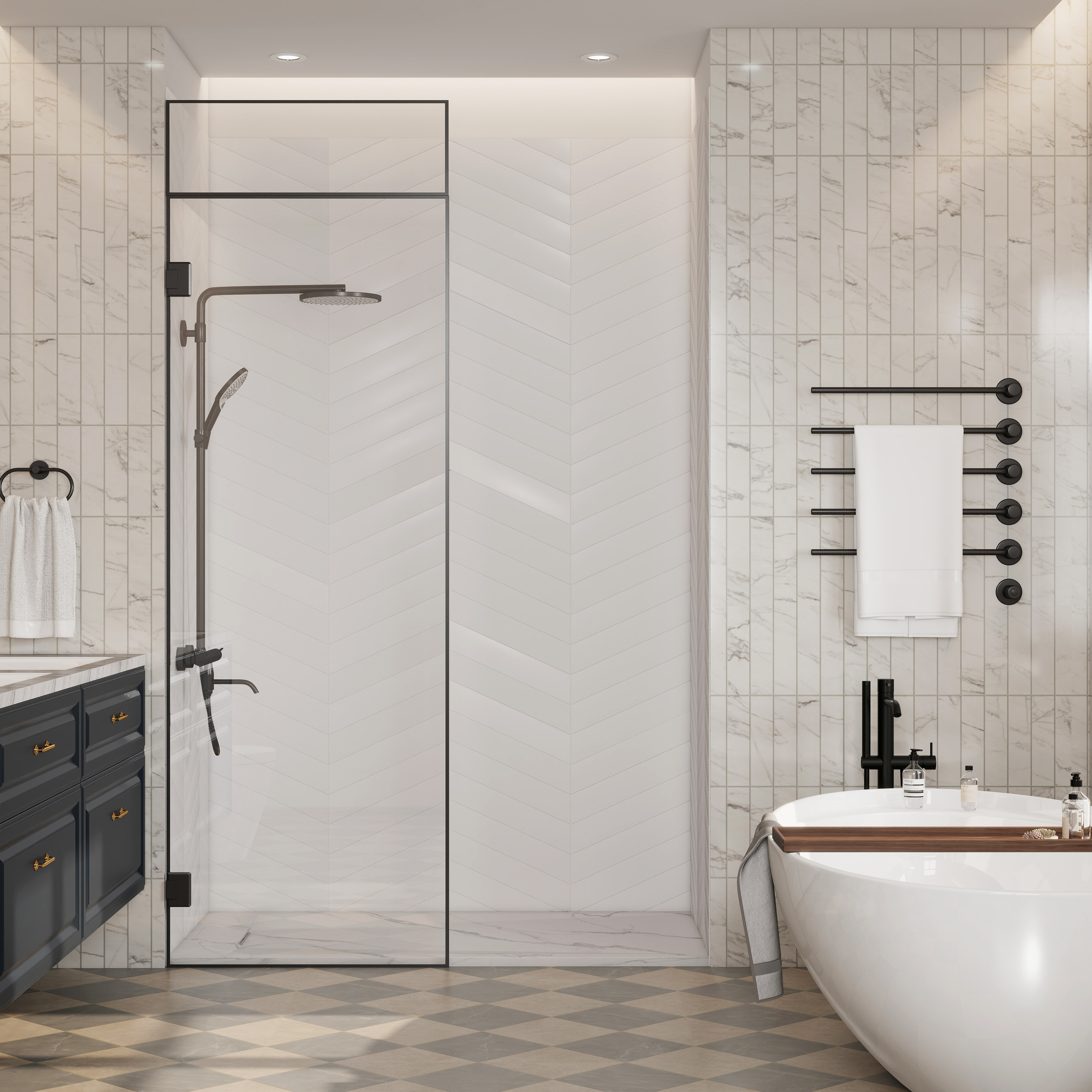 European-Style SMC Shower Base with Low-Entry & Wheelchair Accessible