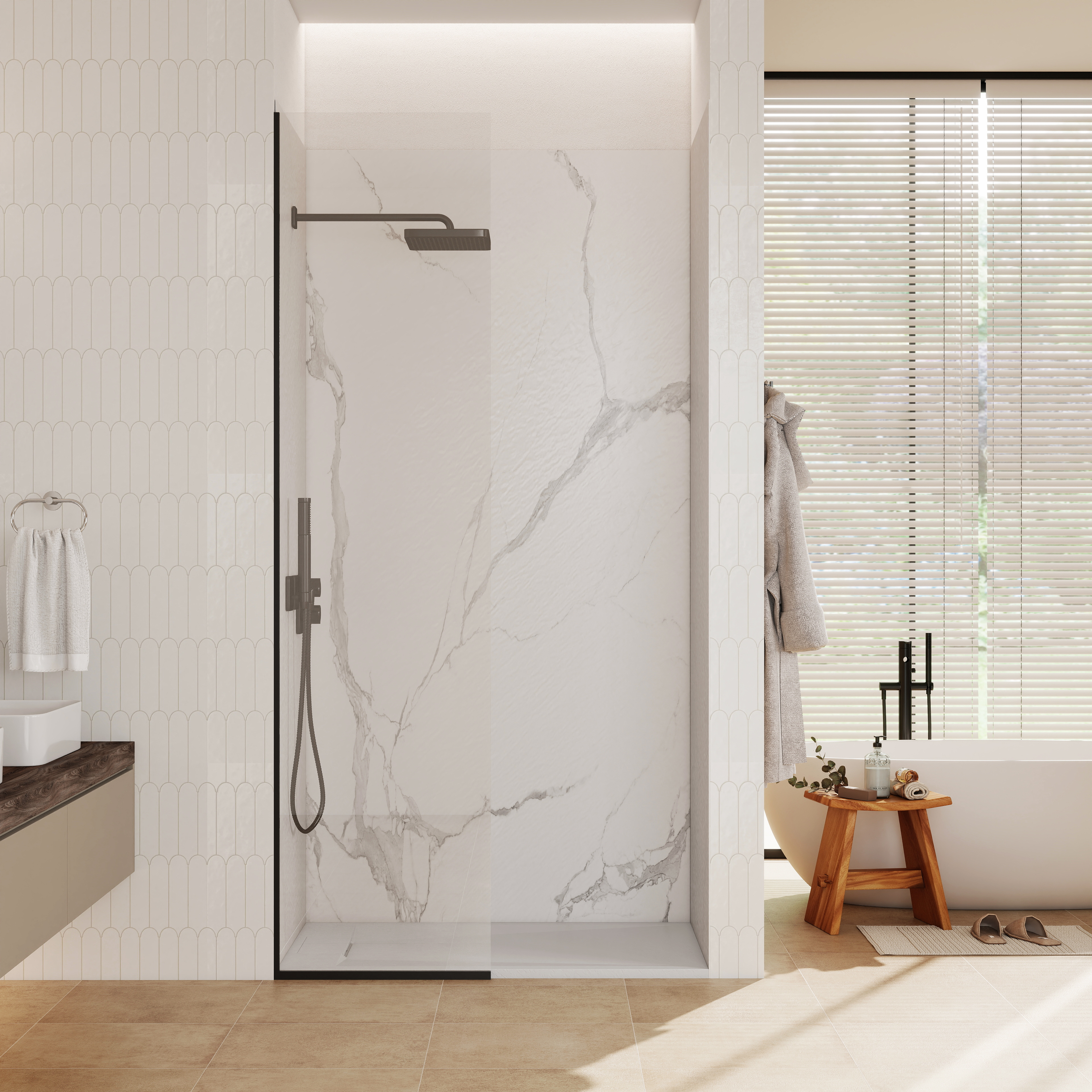 European-Style SMC Shower Base with Anti-Slip Design in Black or White