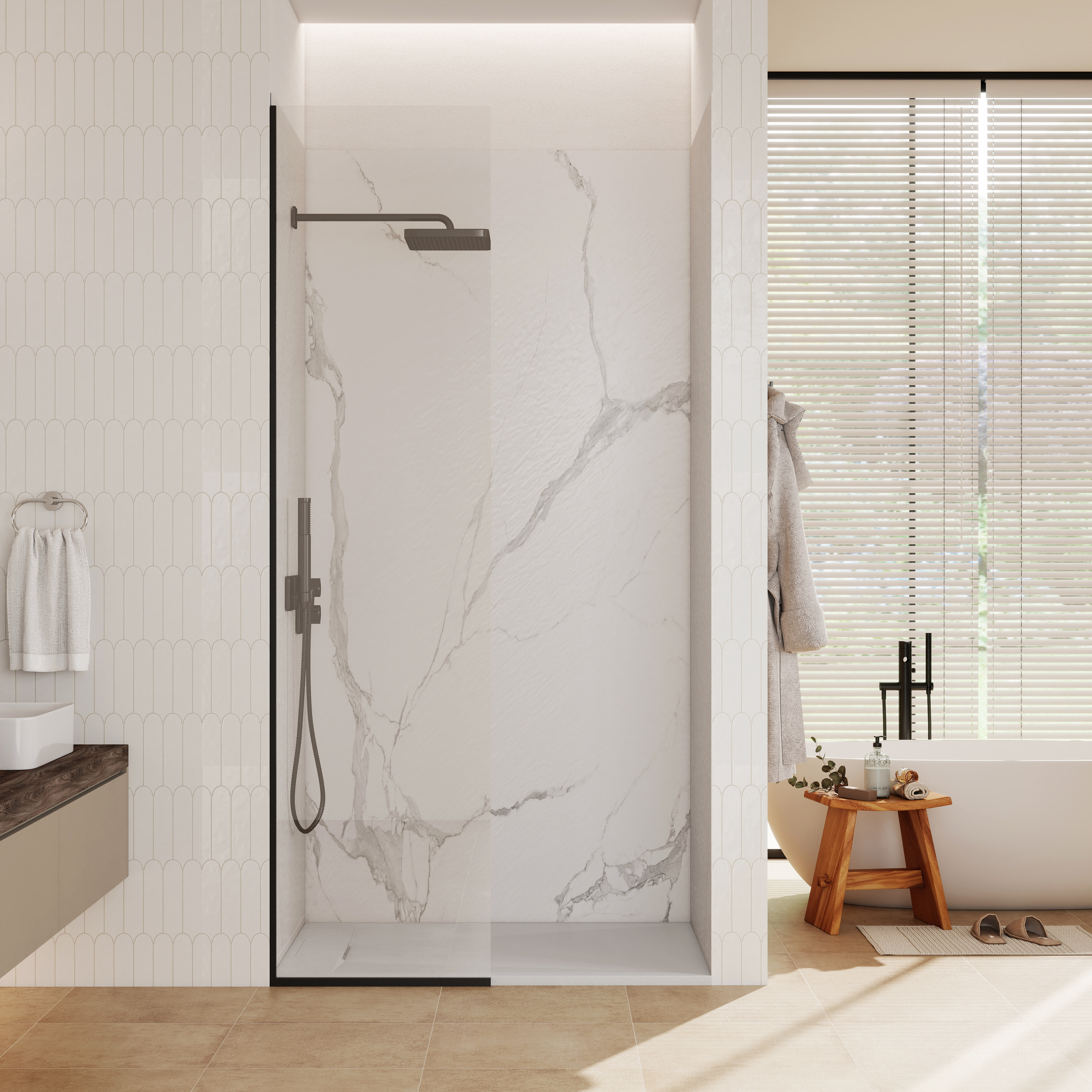 European-Style SMC Shower Base with Anti-Slip Design in Black or White