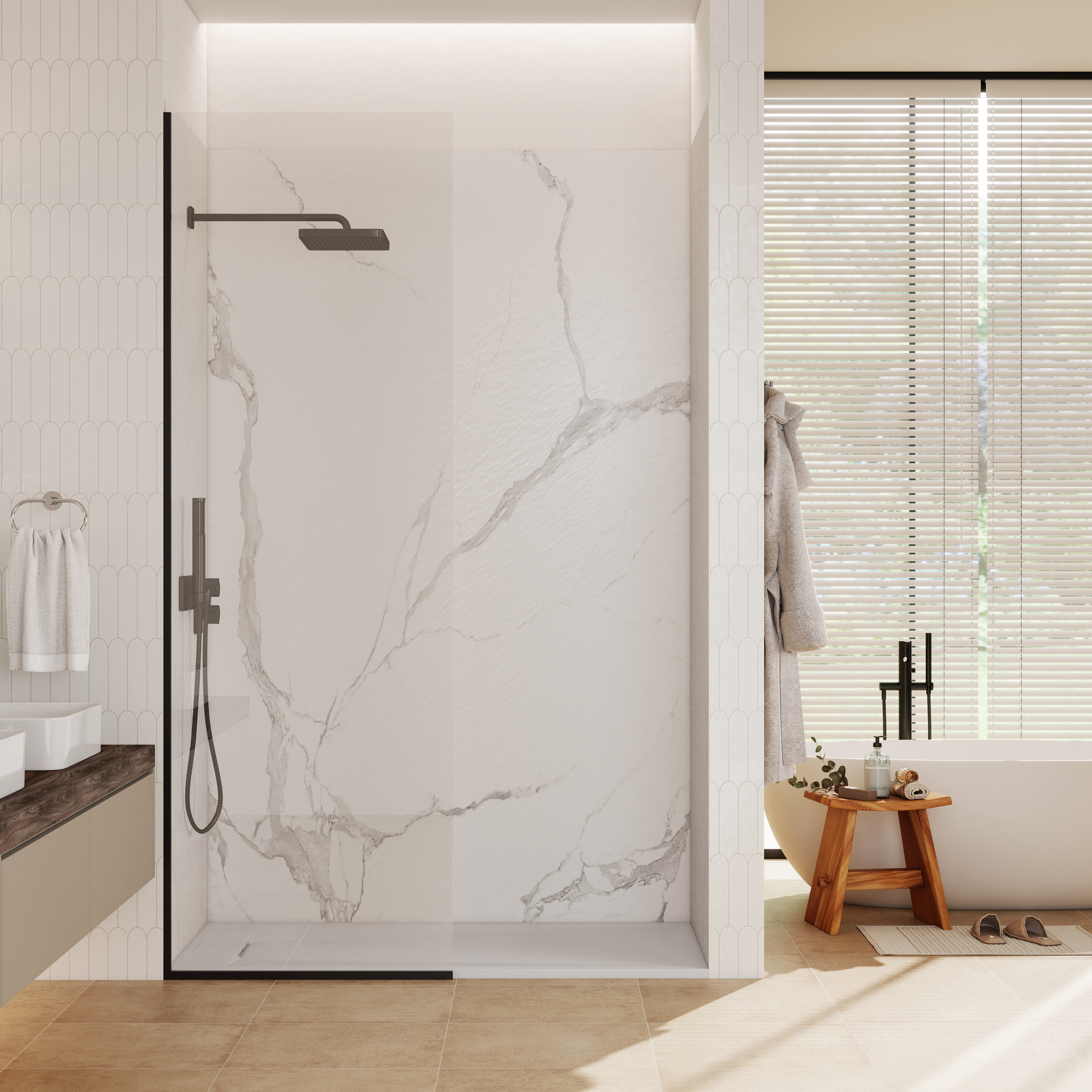 European-Style SMC Shower Base with Anti-Slip Design in Black or White