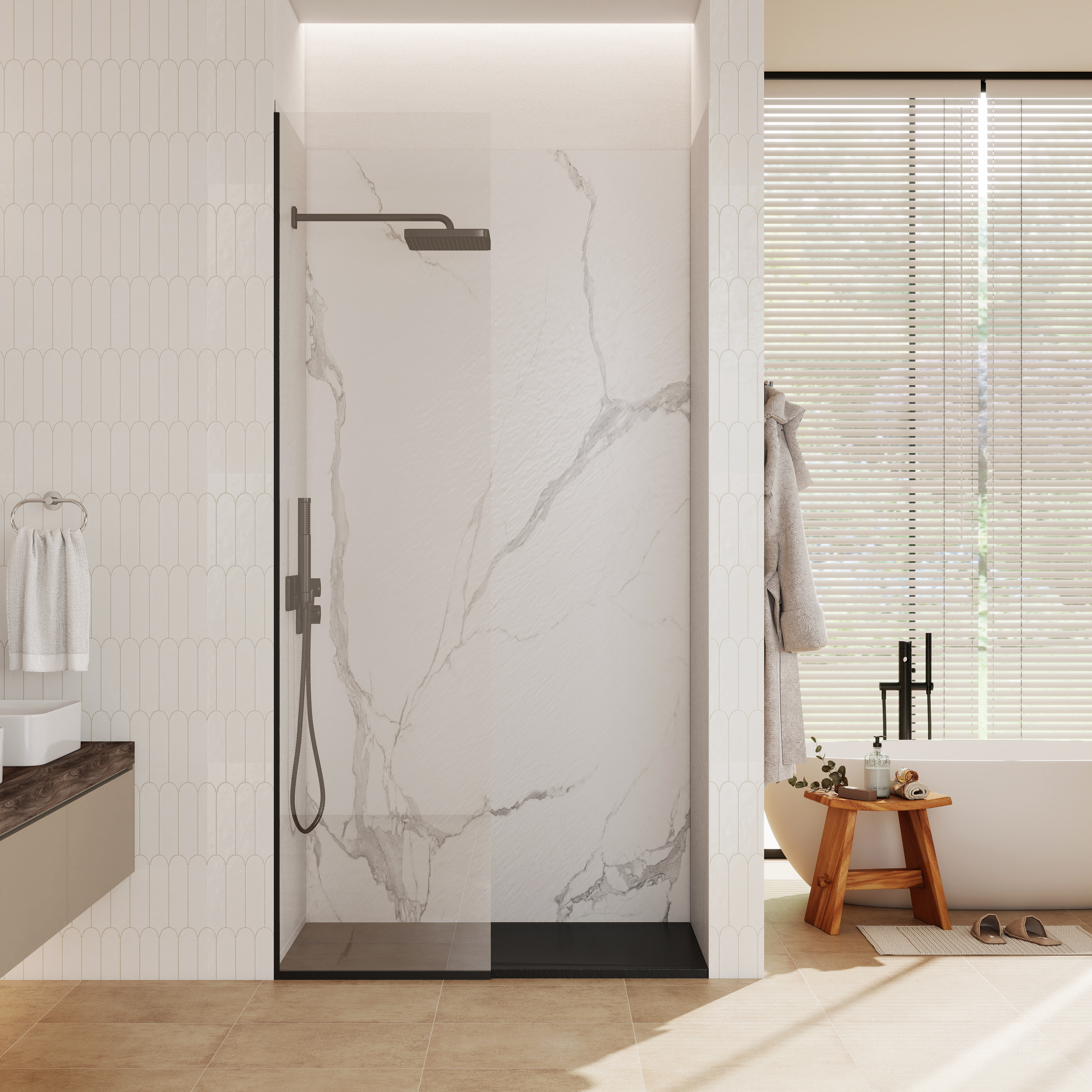 European-Style SMC Shower Base with Anti-Slip Design in Black or White