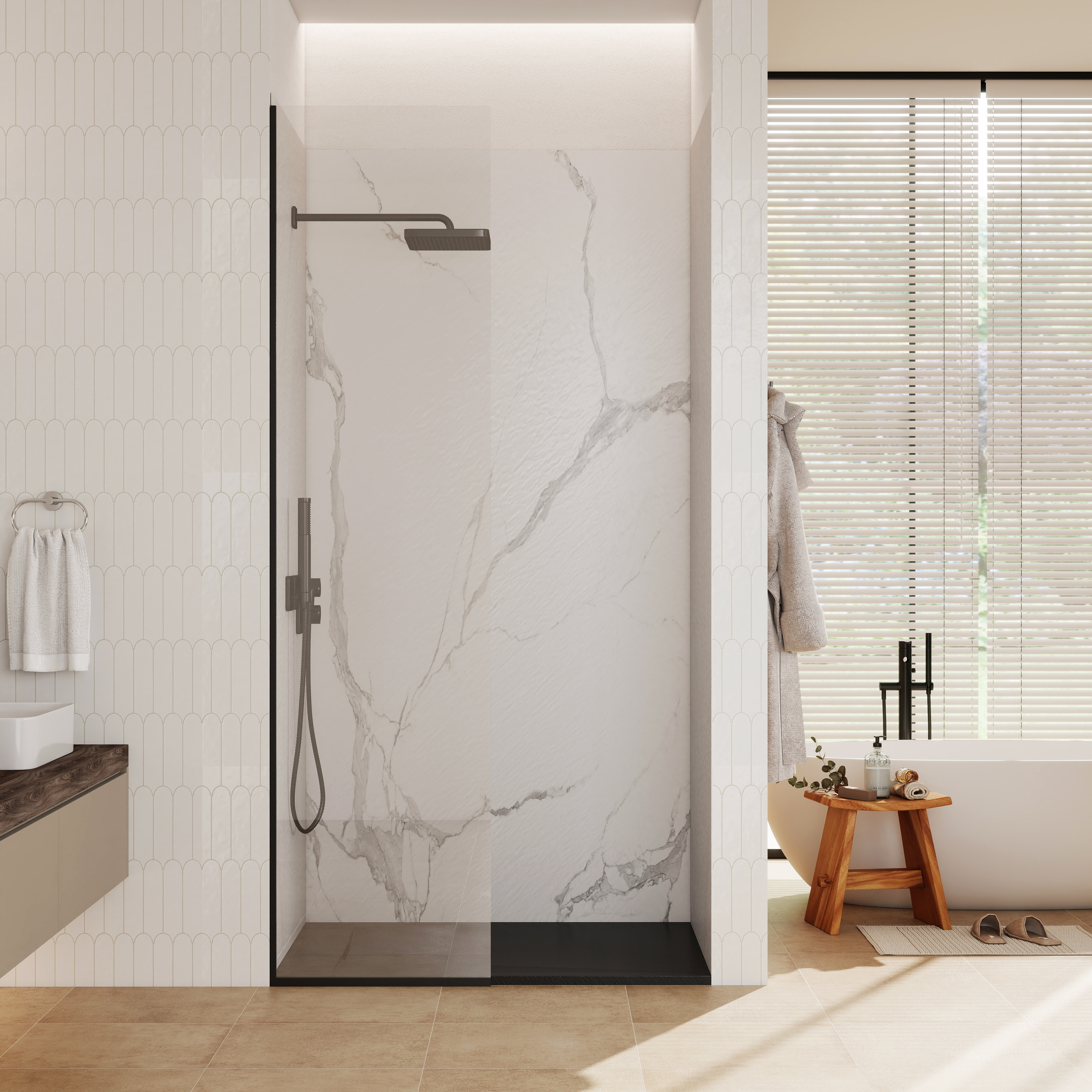 European-Style SMC Shower Base with Anti-Slip Design in Black or White