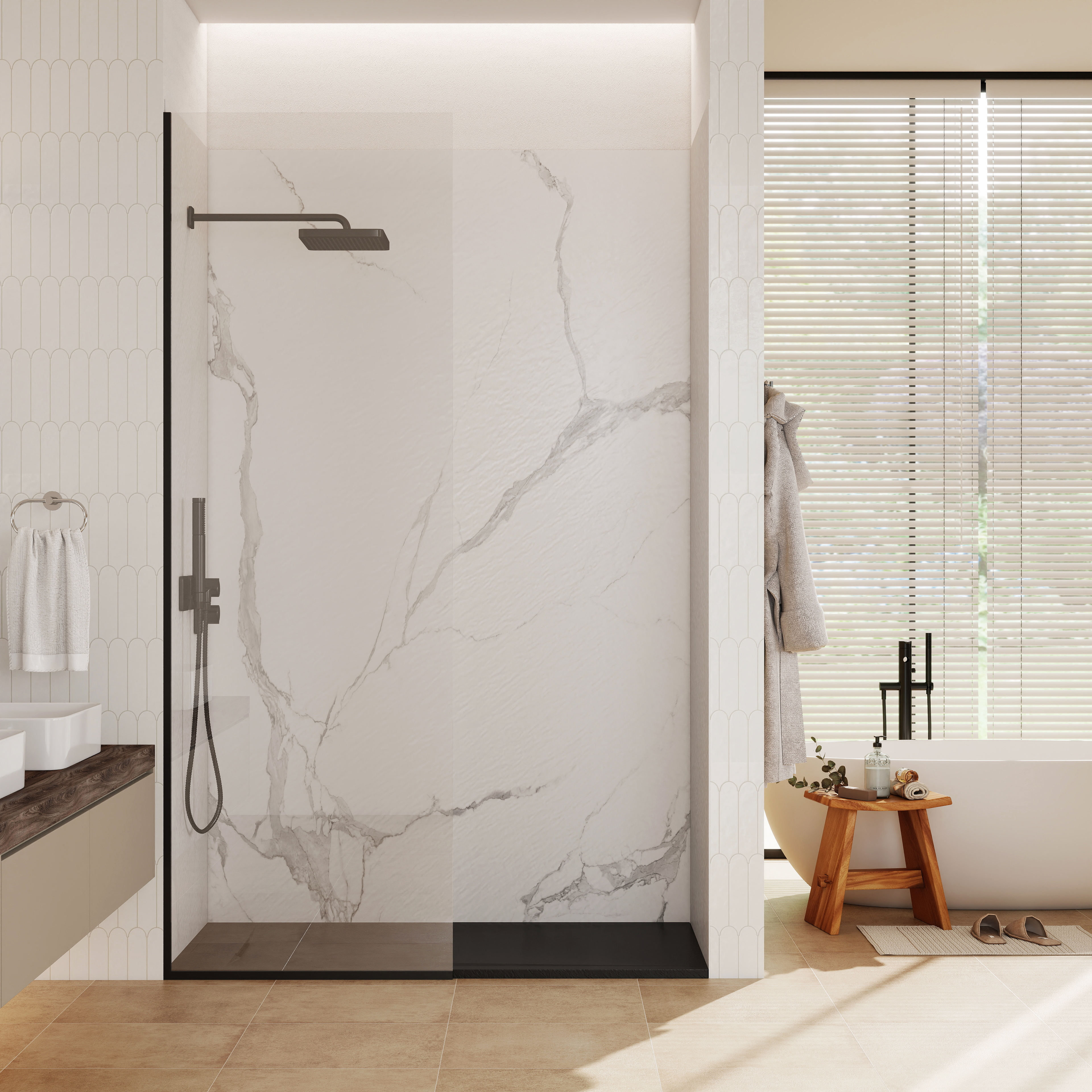 European-Style SMC Shower Base with Anti-Slip Design in Black or White