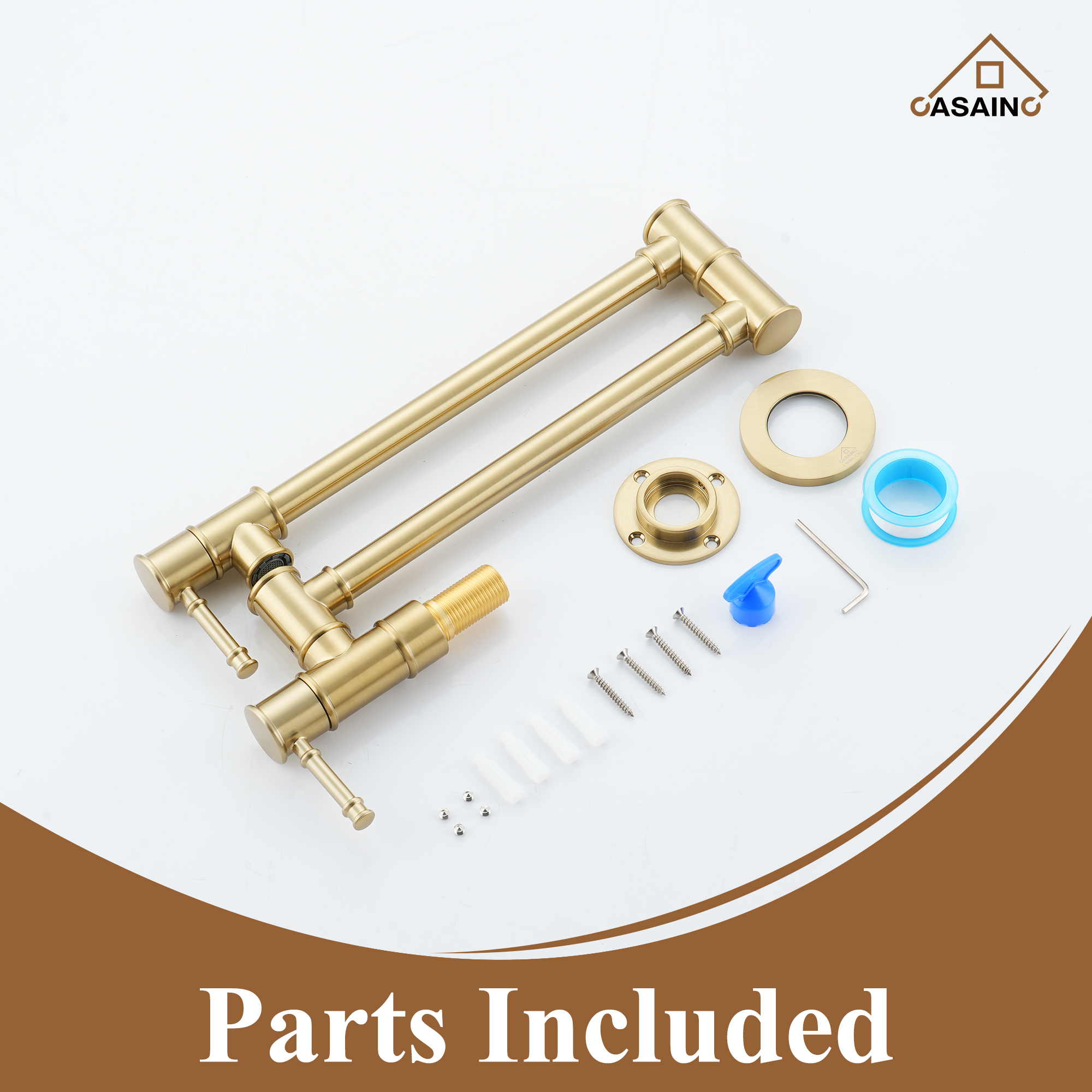 Space-Saving Wall-Mounted Pot Filler with Double Handles and Folding Design