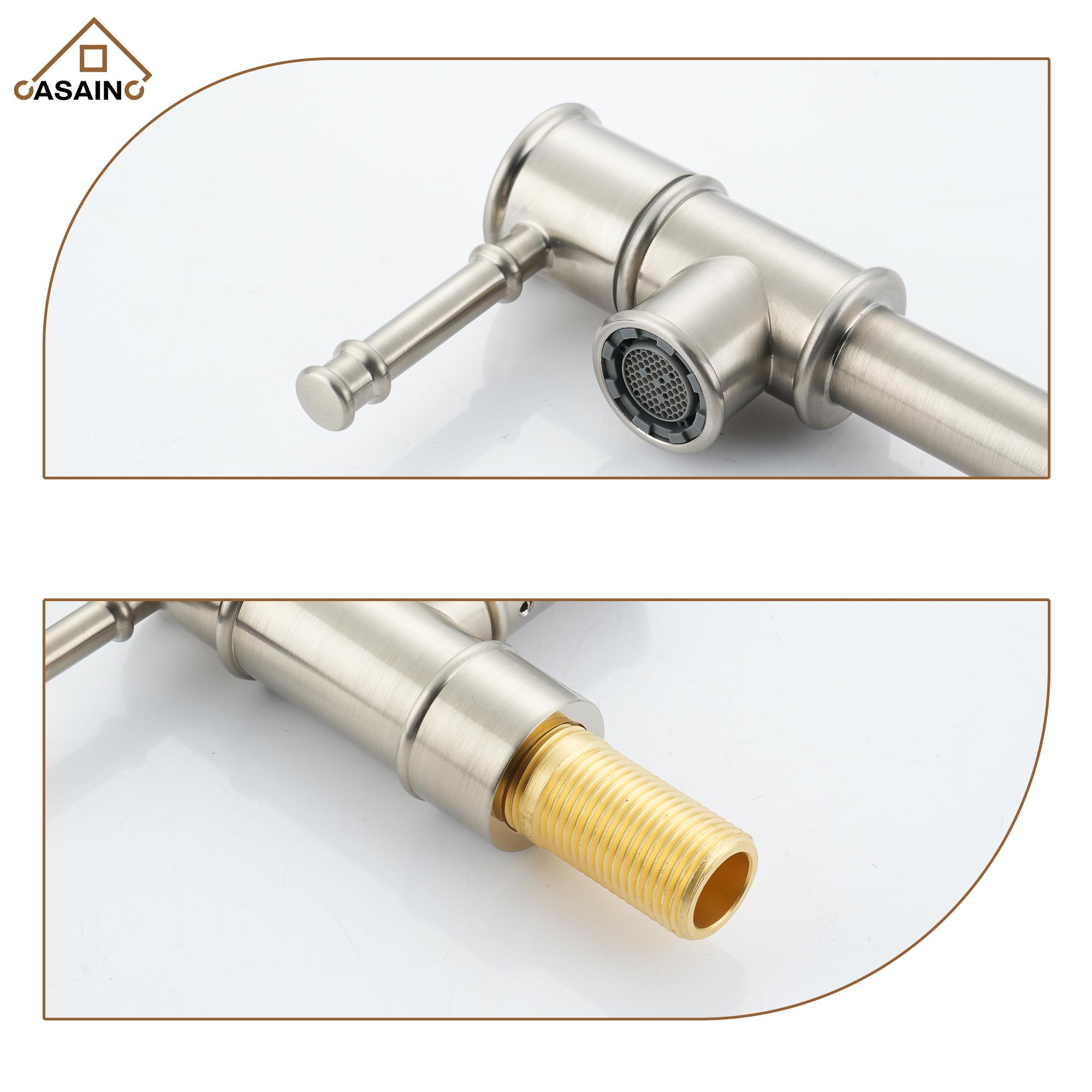 Space-Saving Wall-Mounted Pot Filler with Double Handles and Folding Design