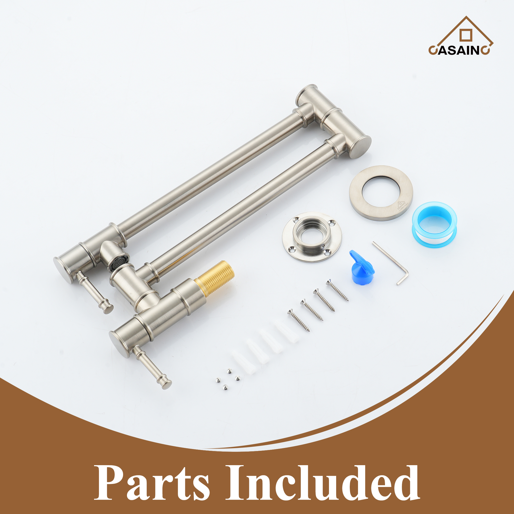 Space-Saving Wall-Mounted Pot Filler with Double Handles and Folding Design