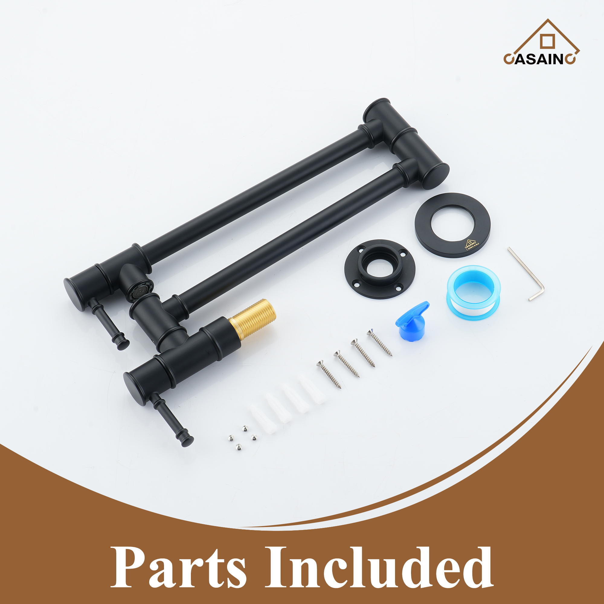 Space-Saving Wall-Mounted Pot Filler with Double Handles and Folding Design